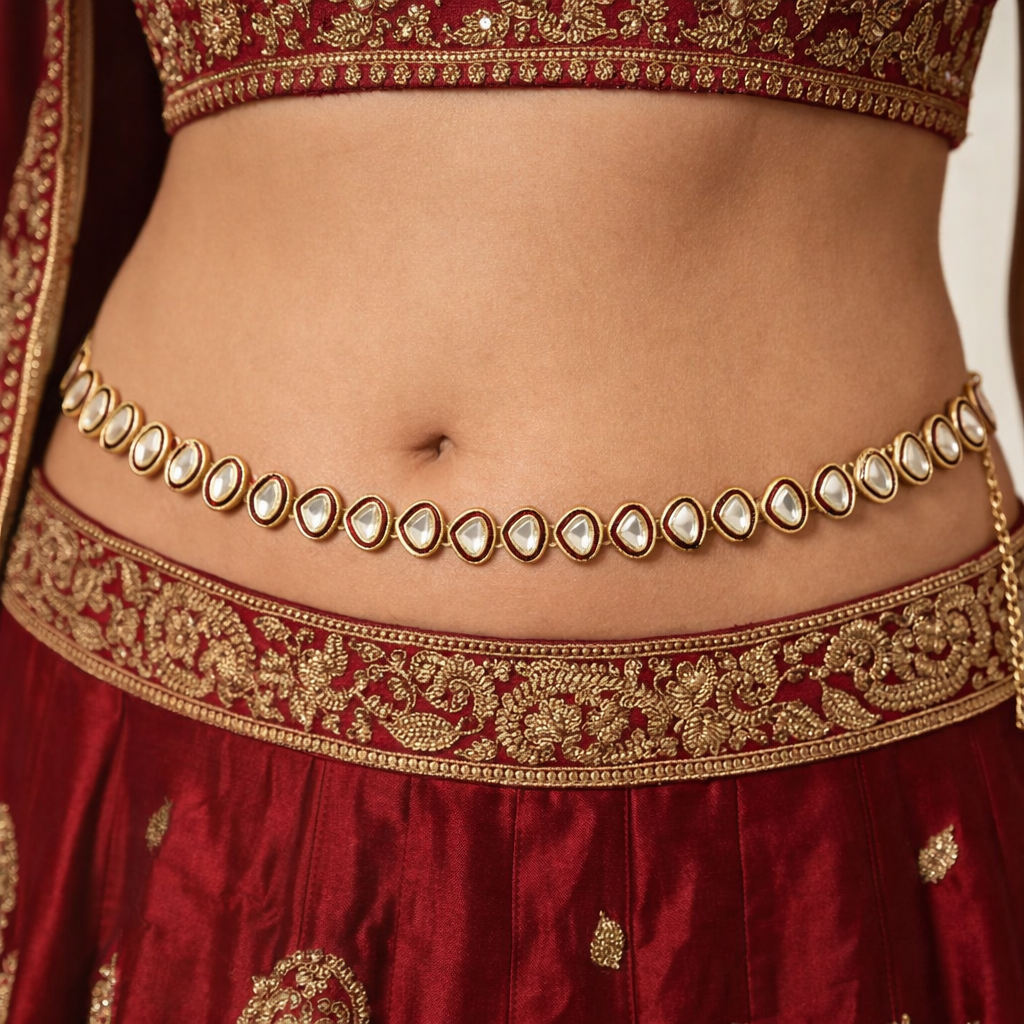 Advika Maroon Kundan KamarBandh