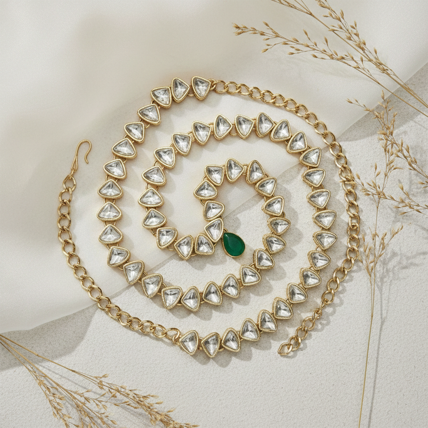 Green drop Kundan Kamarbandh