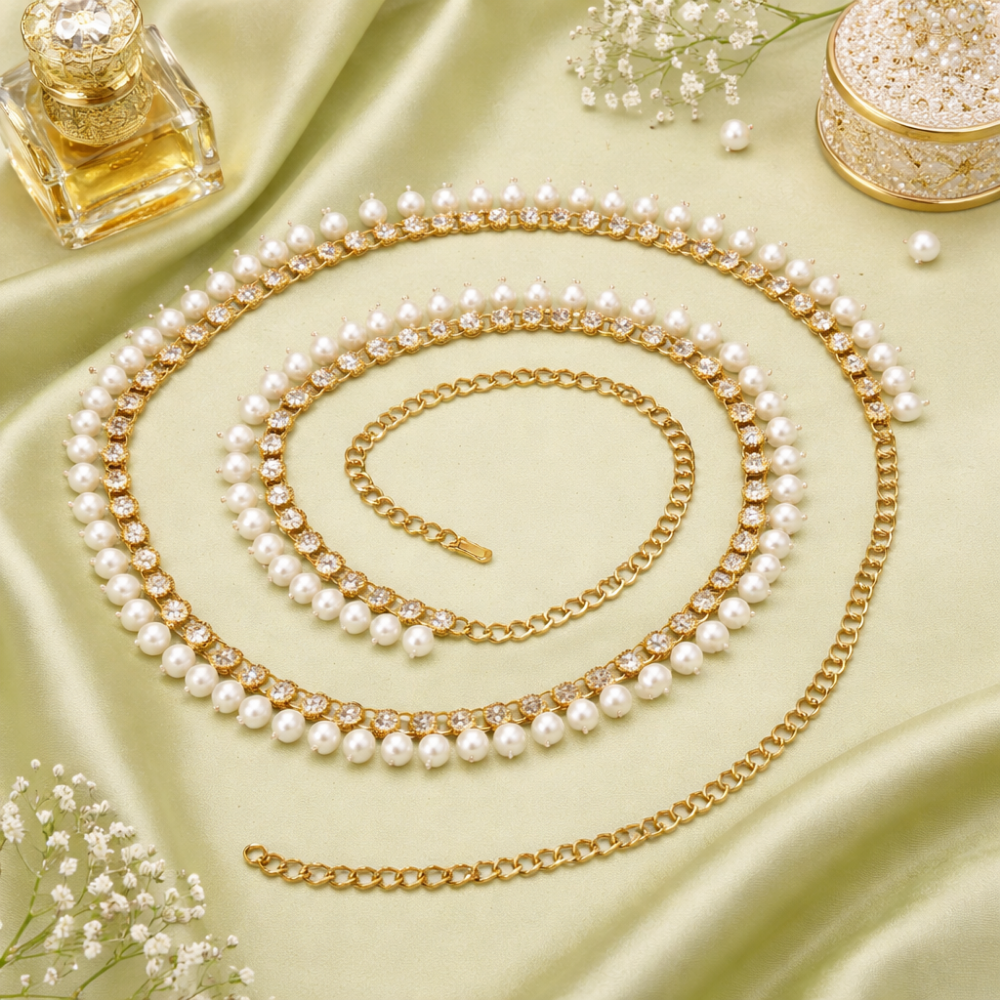 Neerali- Elegant pearl and kundan stones Kamarbandh