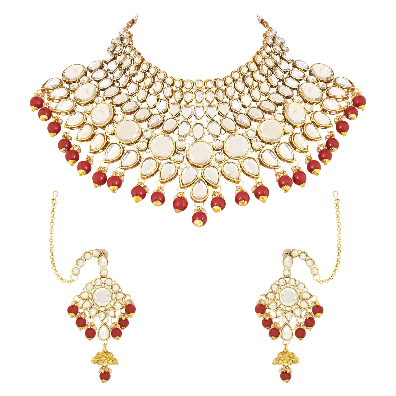 Suhasini Maroon Bridal Jewellery Set