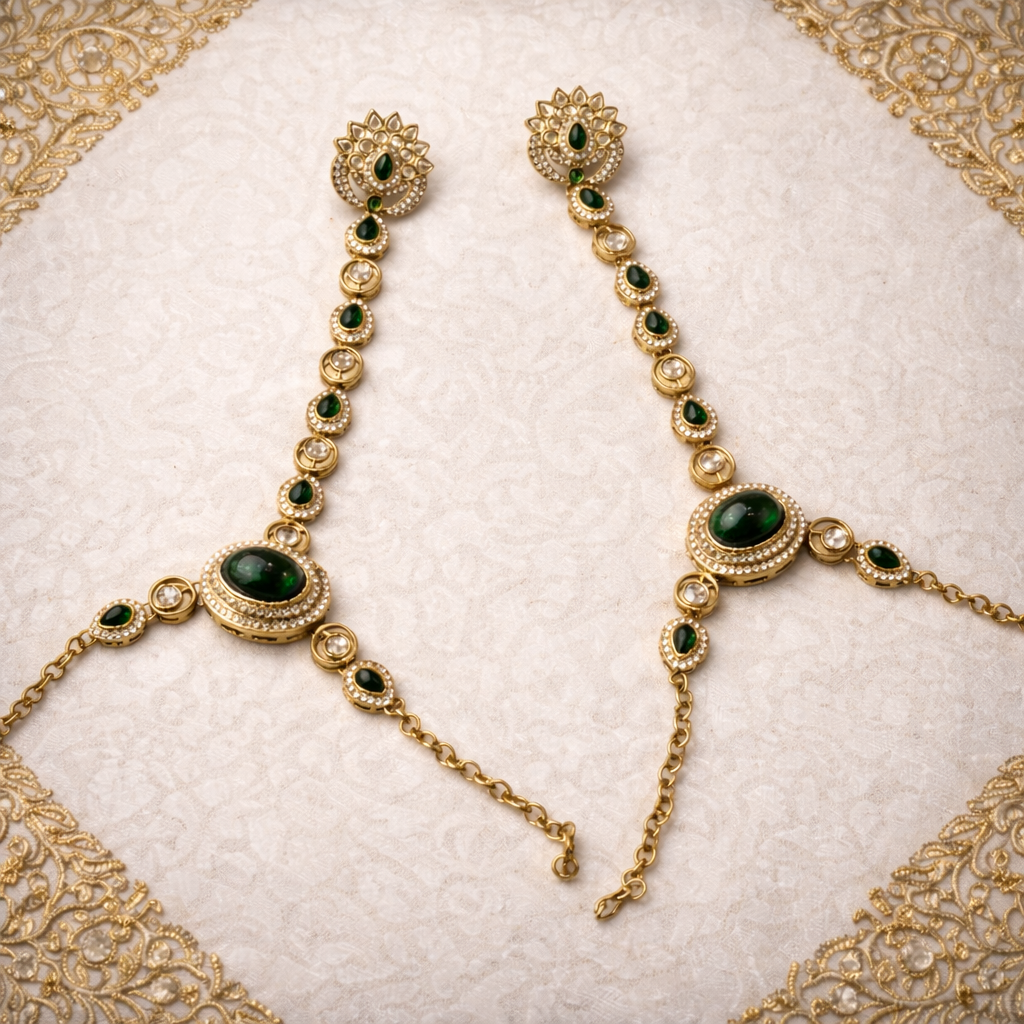 Padmavathi- Royal Emerald Polki Kundan Bridal Set