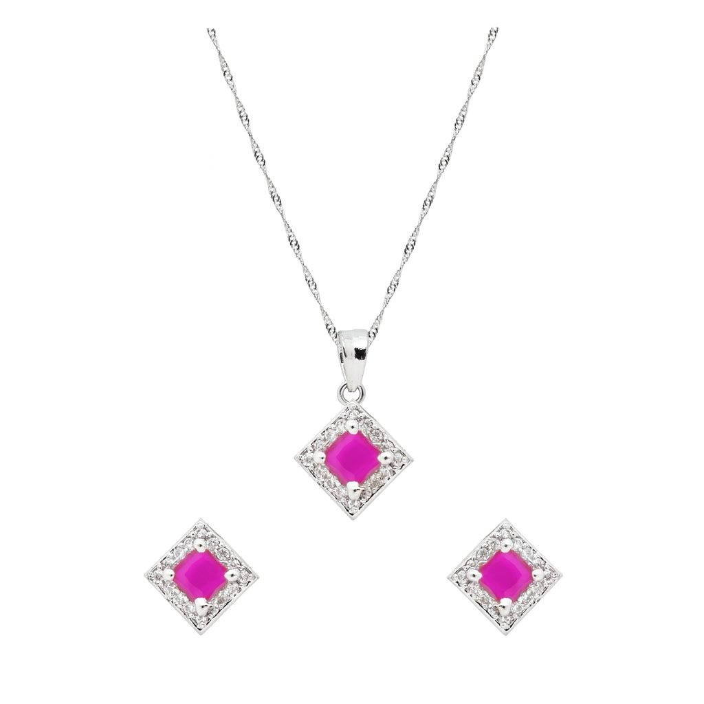 Eshnya Pink Pendant Set