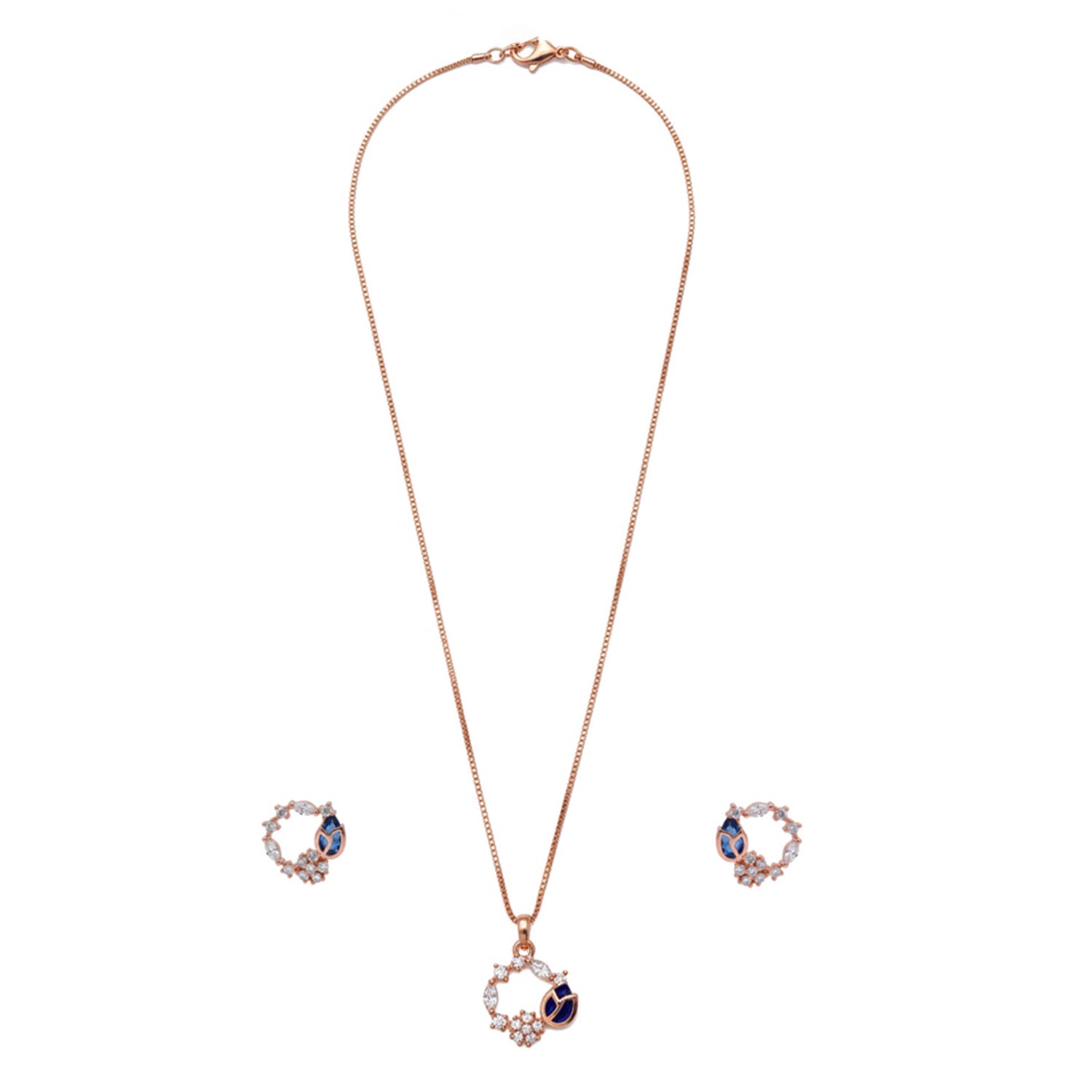 Ella Azure Blue stone Charm Necklace Set