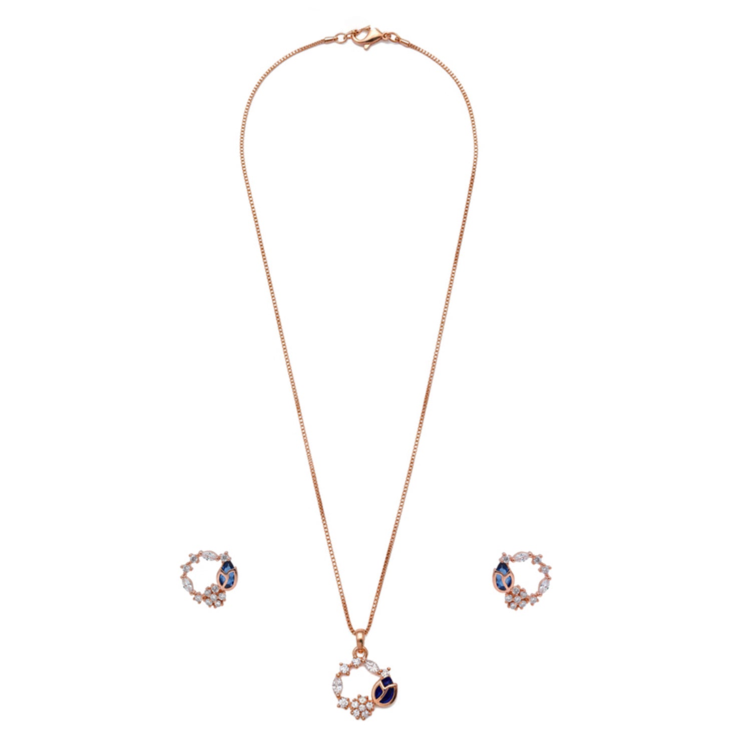 Ella Azure Blue stone Charm Necklace Set