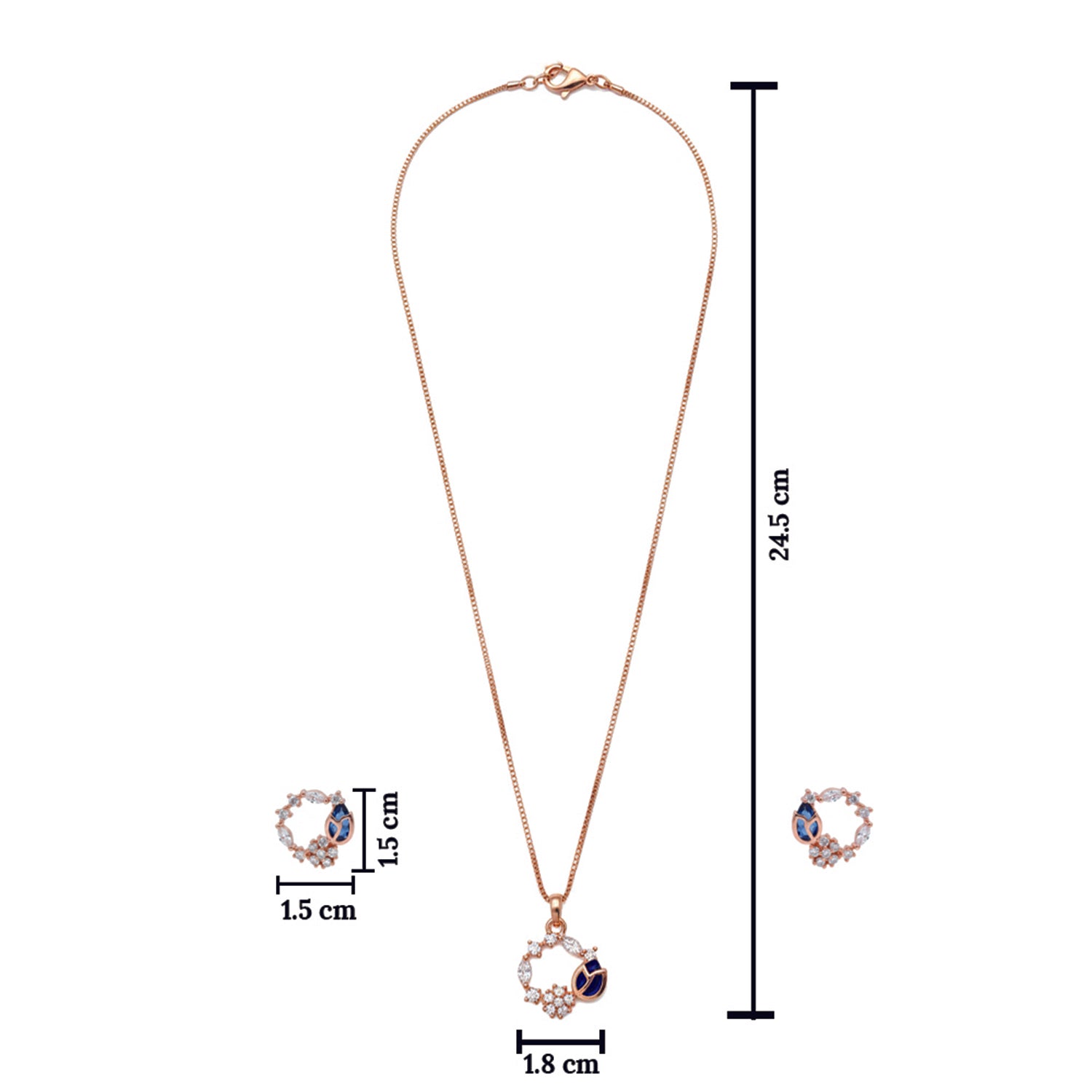 Ella Azure Blue stone Charm Necklace Set