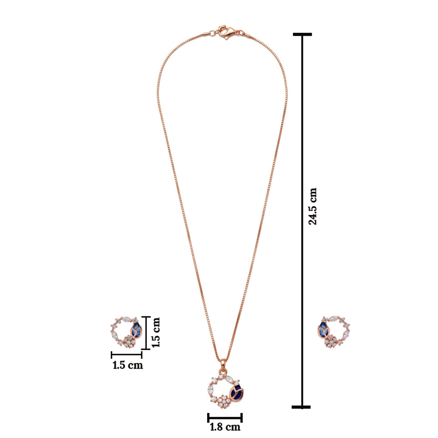 Ella Azure Blue stone Charm Necklace Set