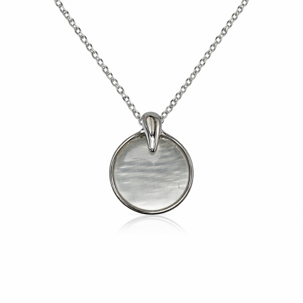 Lily- Silver-Tone Round Pendant Necklace & Stud Earrings Set