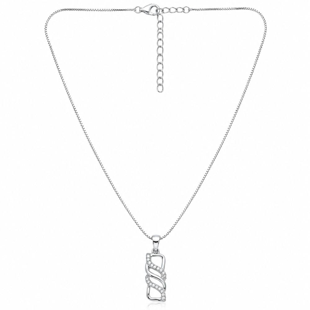 Jovie- Swirl CZ Silver Pendant Set
