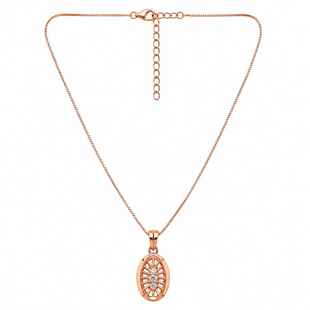 Tia - RoseGold Oval Pendant Set