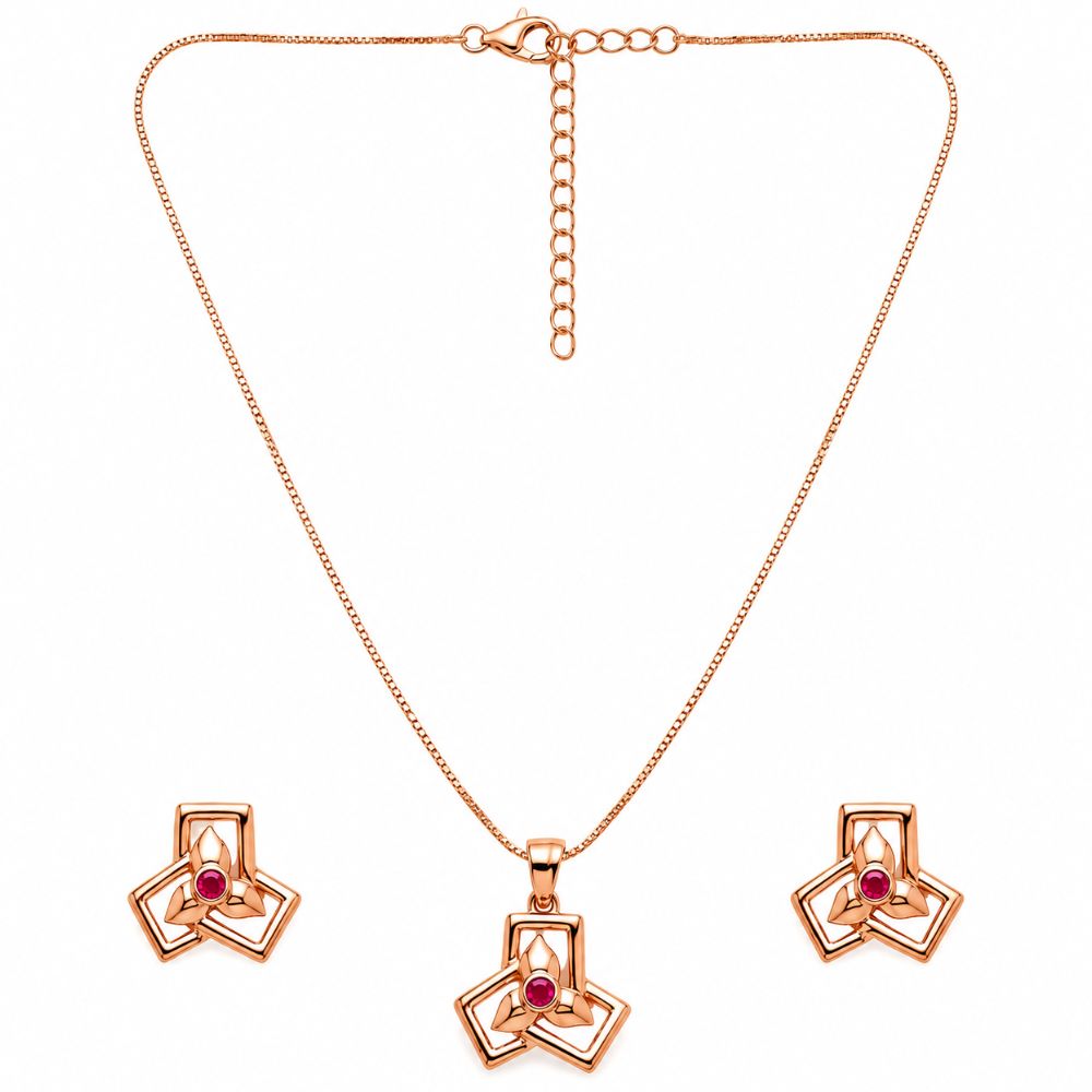 Pihu- Floral Pink Pendent Set