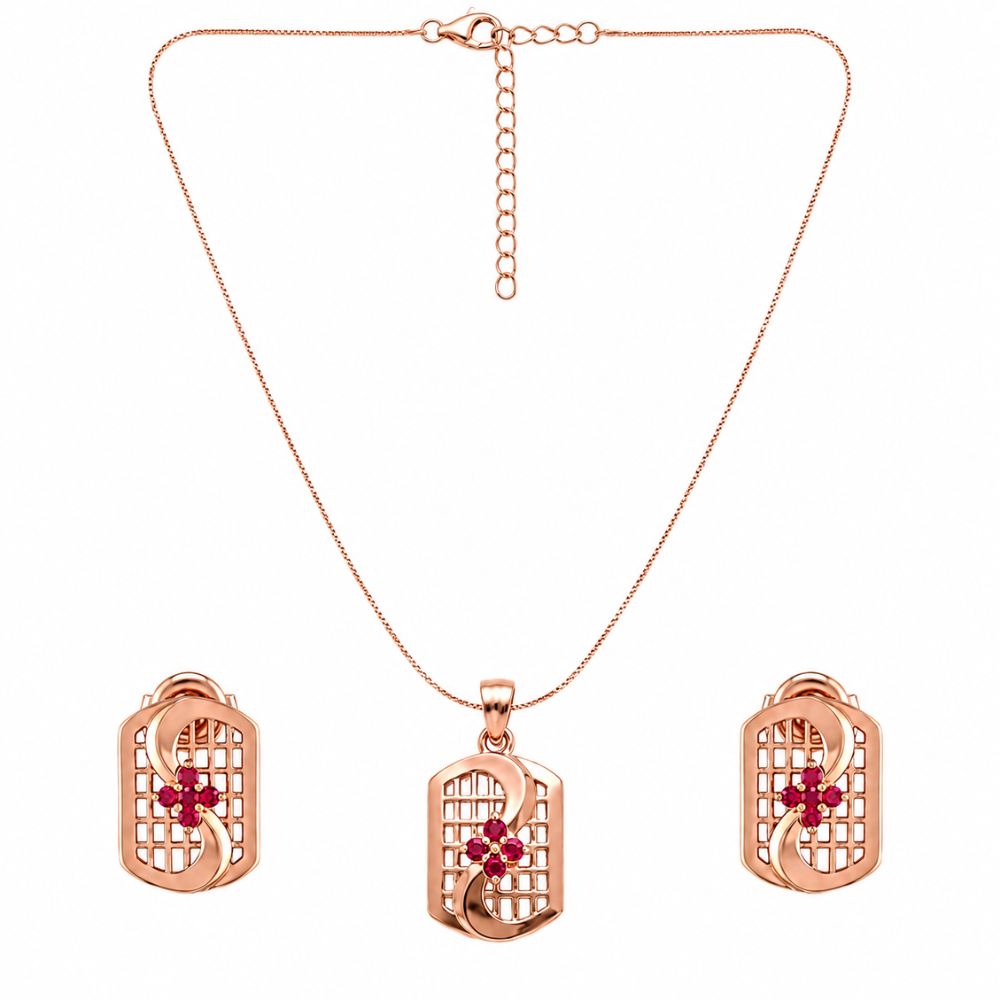 Johanna- Rose Gold Ruby Pendant Set