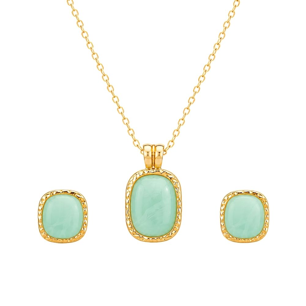 Ophelia- Mint Green Stone Pendant Necklace