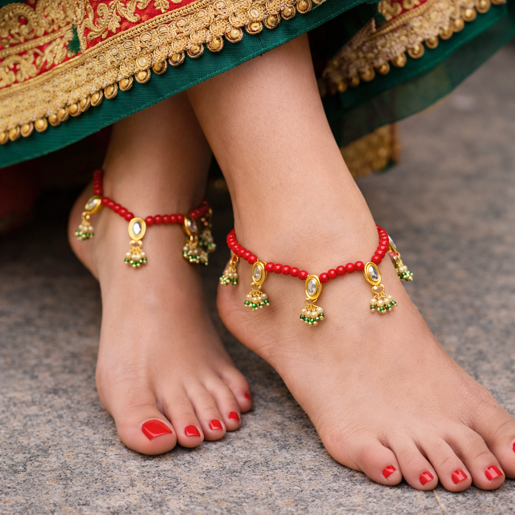 Norika Maroon Payal/ Anklets