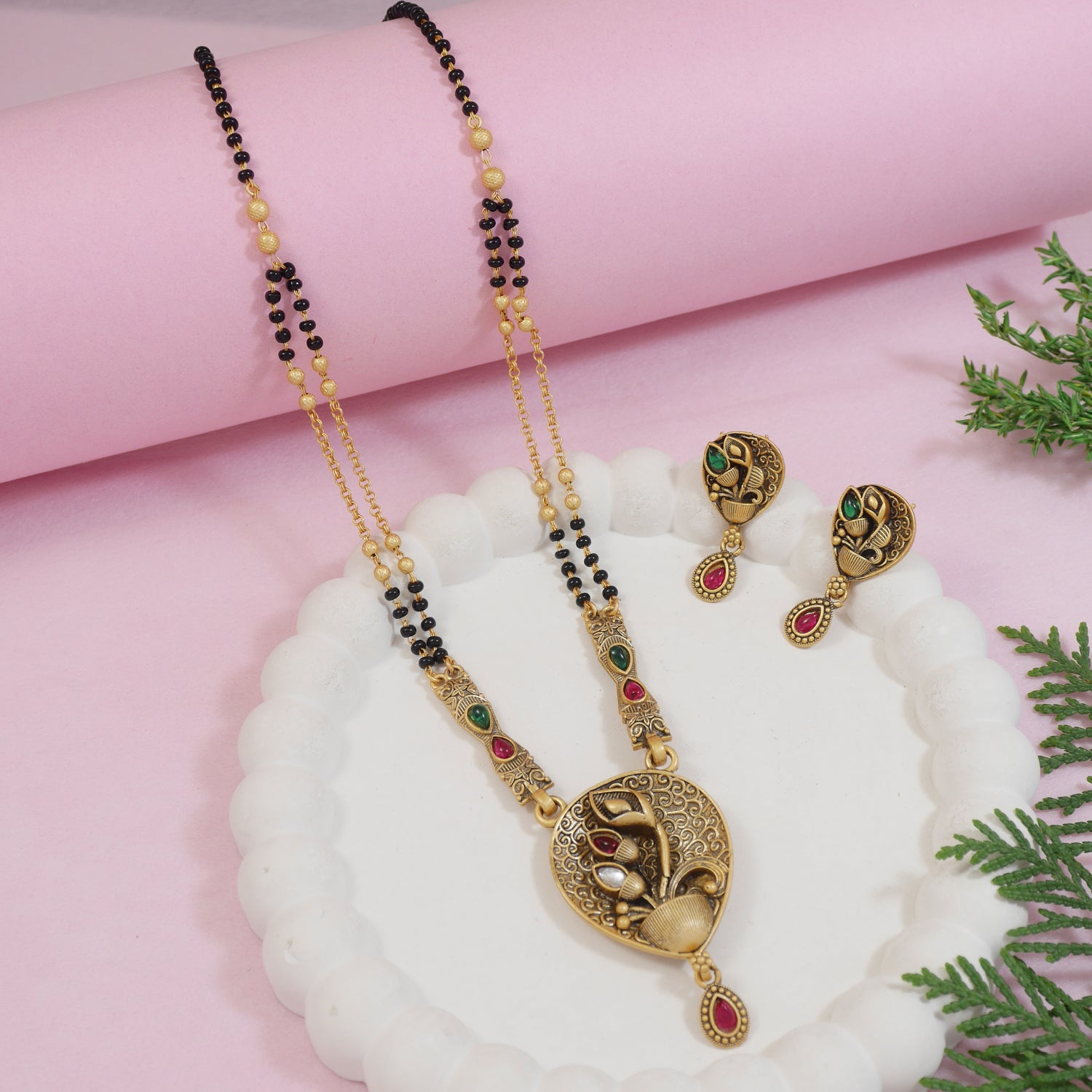 Veya – Daily Wear Mangalsutra with Red Drop Accent