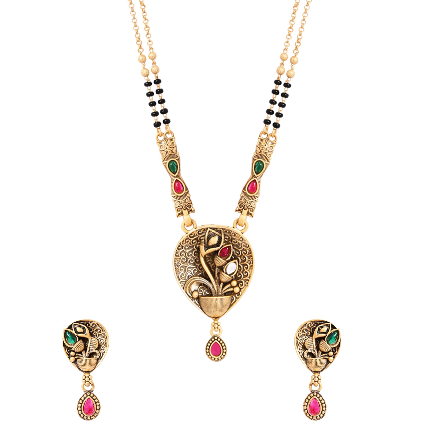 Veya – Daily Wear Mangalsutra with Red Drop Accent