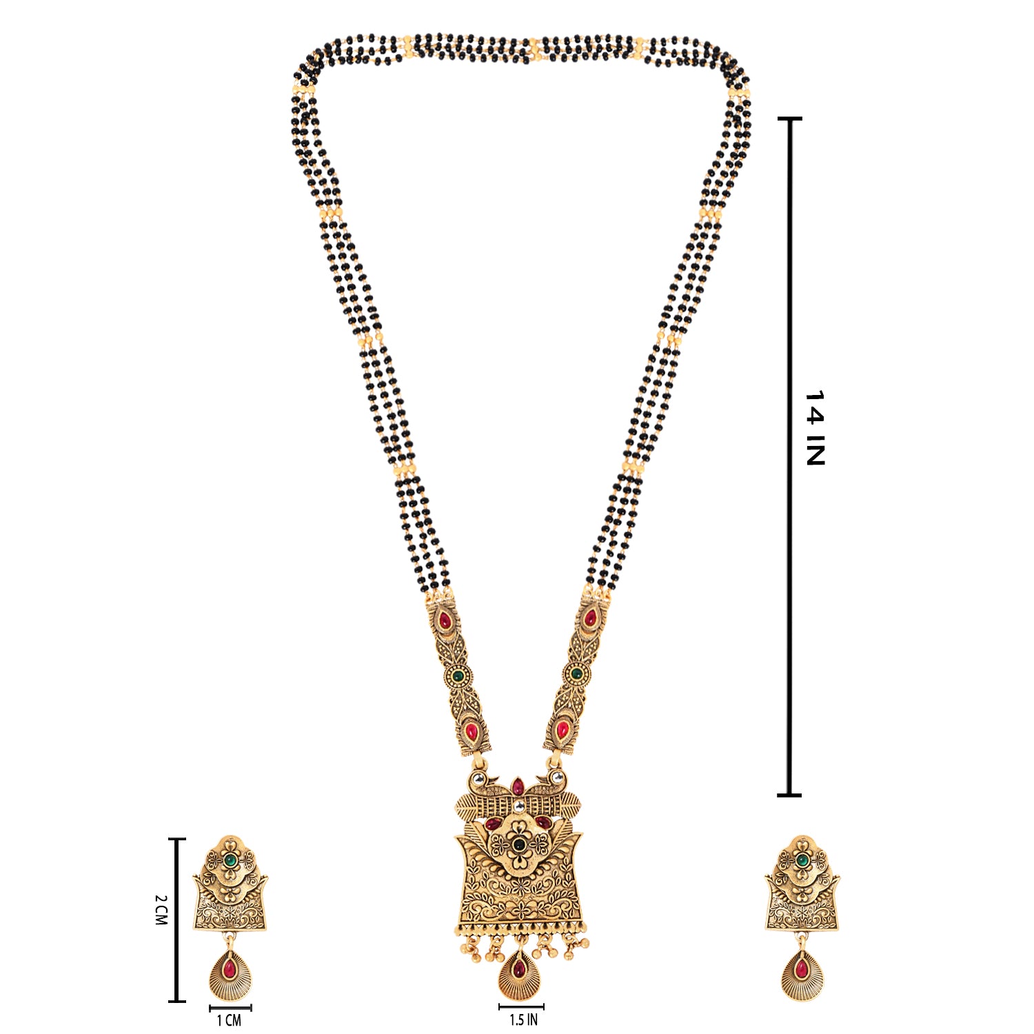 Gold-tone traditional mangalsutra for women with black beads and festive pendant – ethnic jewellery for saree and suit
