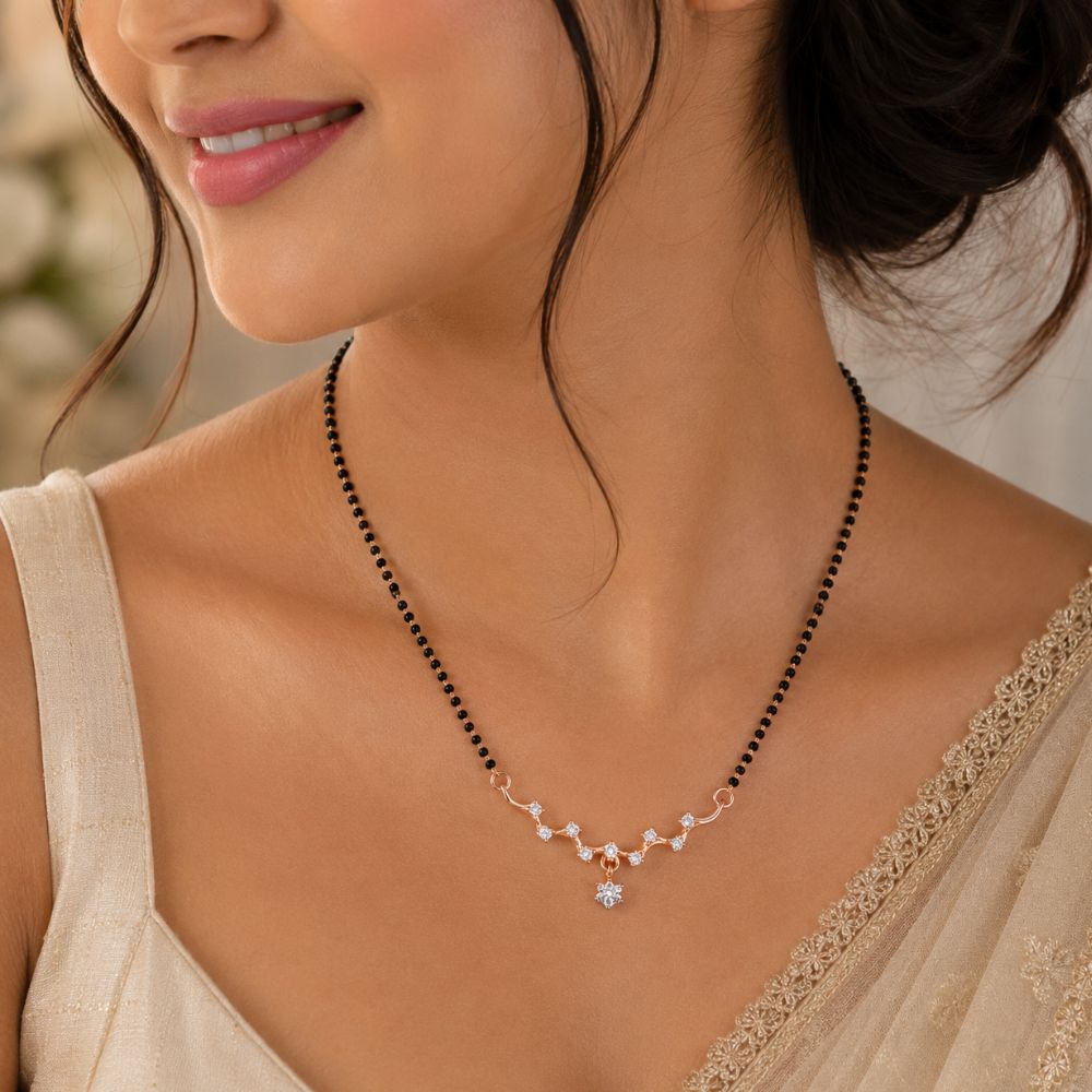 Vaidehi- Rose Gold Star Drop Shape Mangalsutra