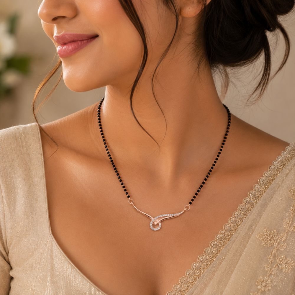 Aahana- Minimal RoseGold Mangalsutra