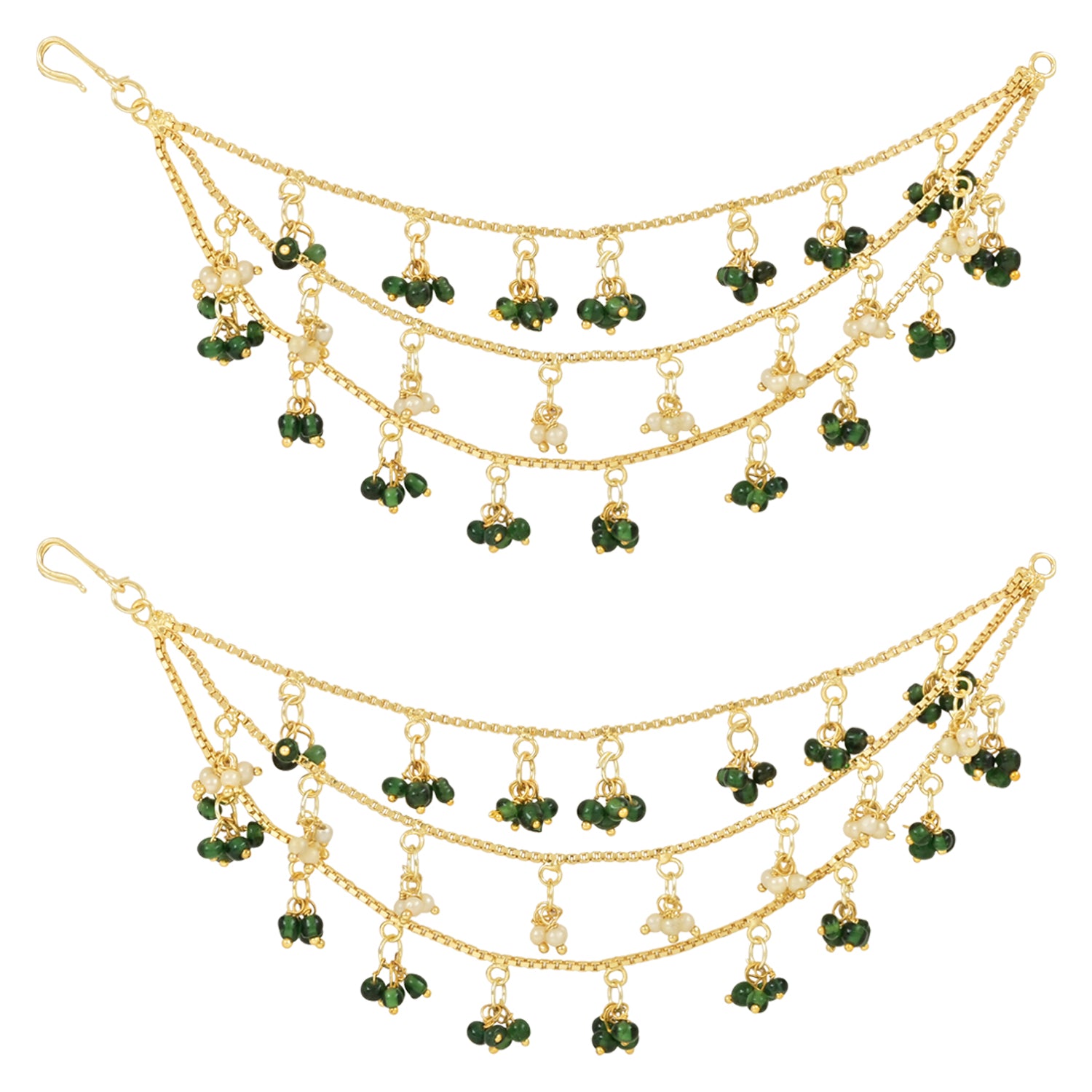 Kaveri Green Hair Chain Earrings
