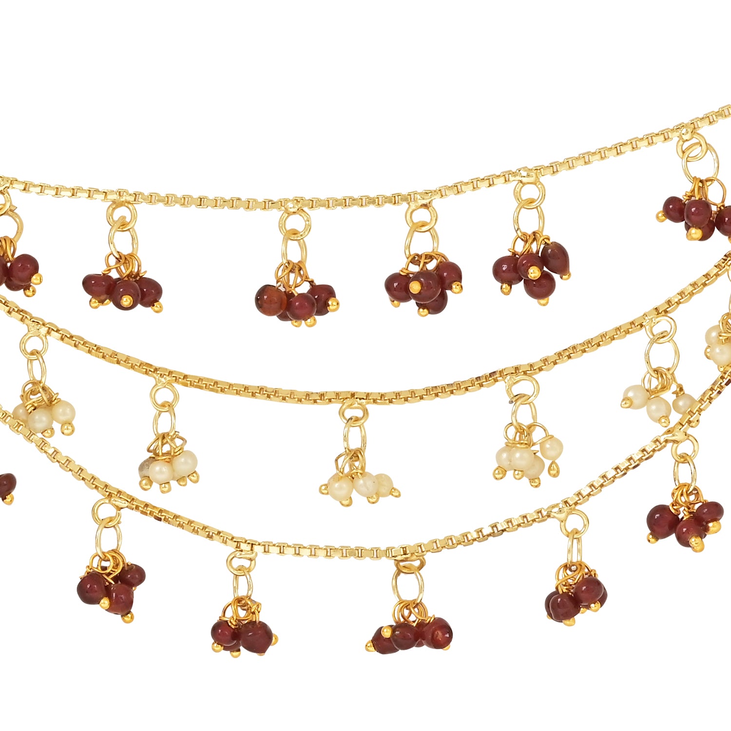 Kaveri Maroon Hair Chain Earrings