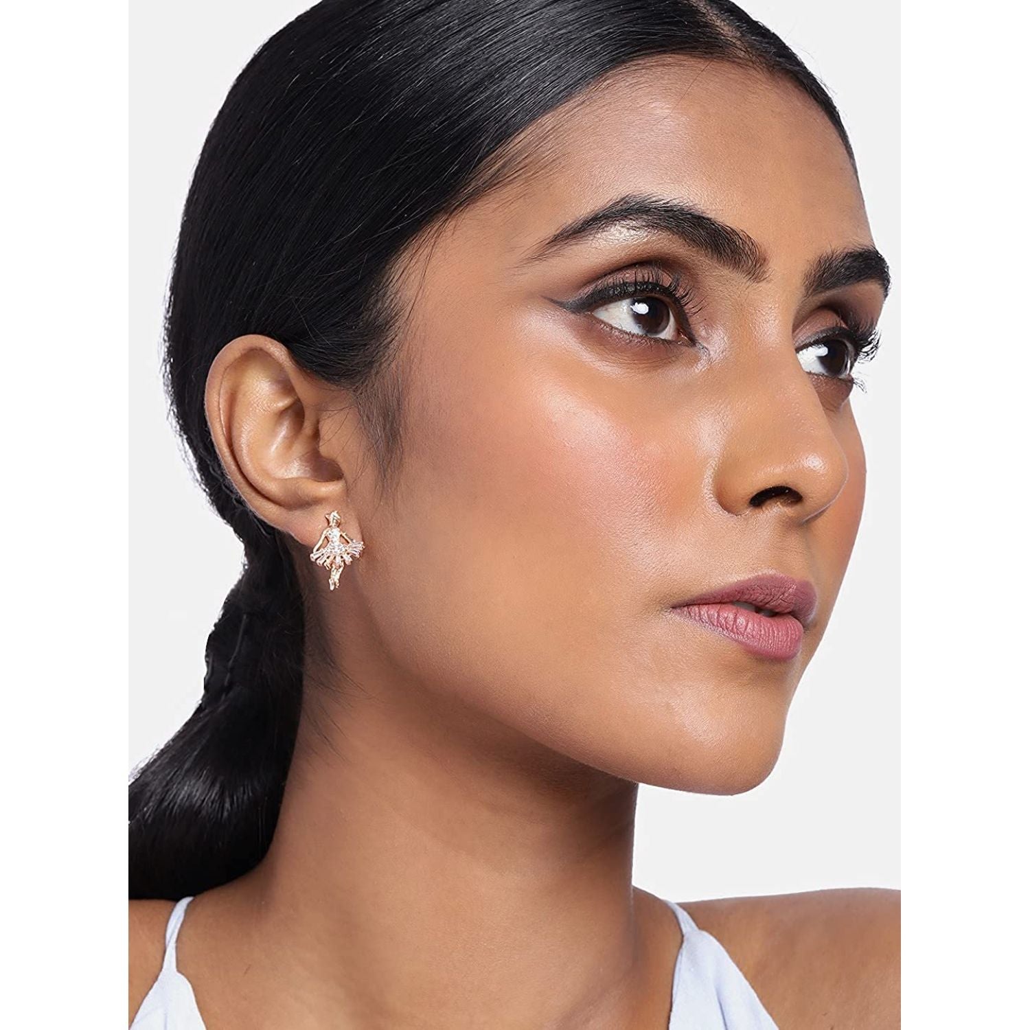 (Pack of 2) Rose Gold Cubic Zirconia Stud Earrings