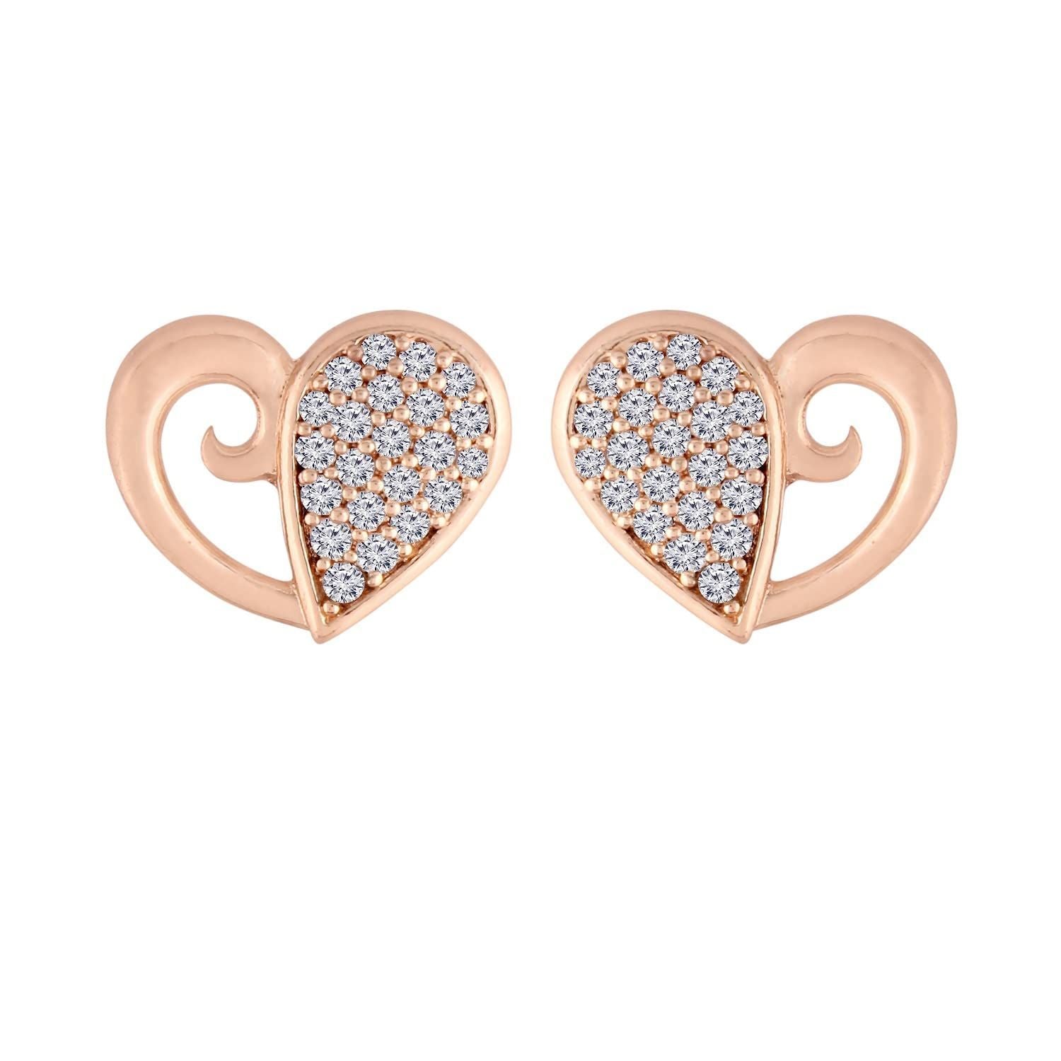 Rose Gold Cubic Zirconia Studs, Pendant Set & Adjustable Bracelet