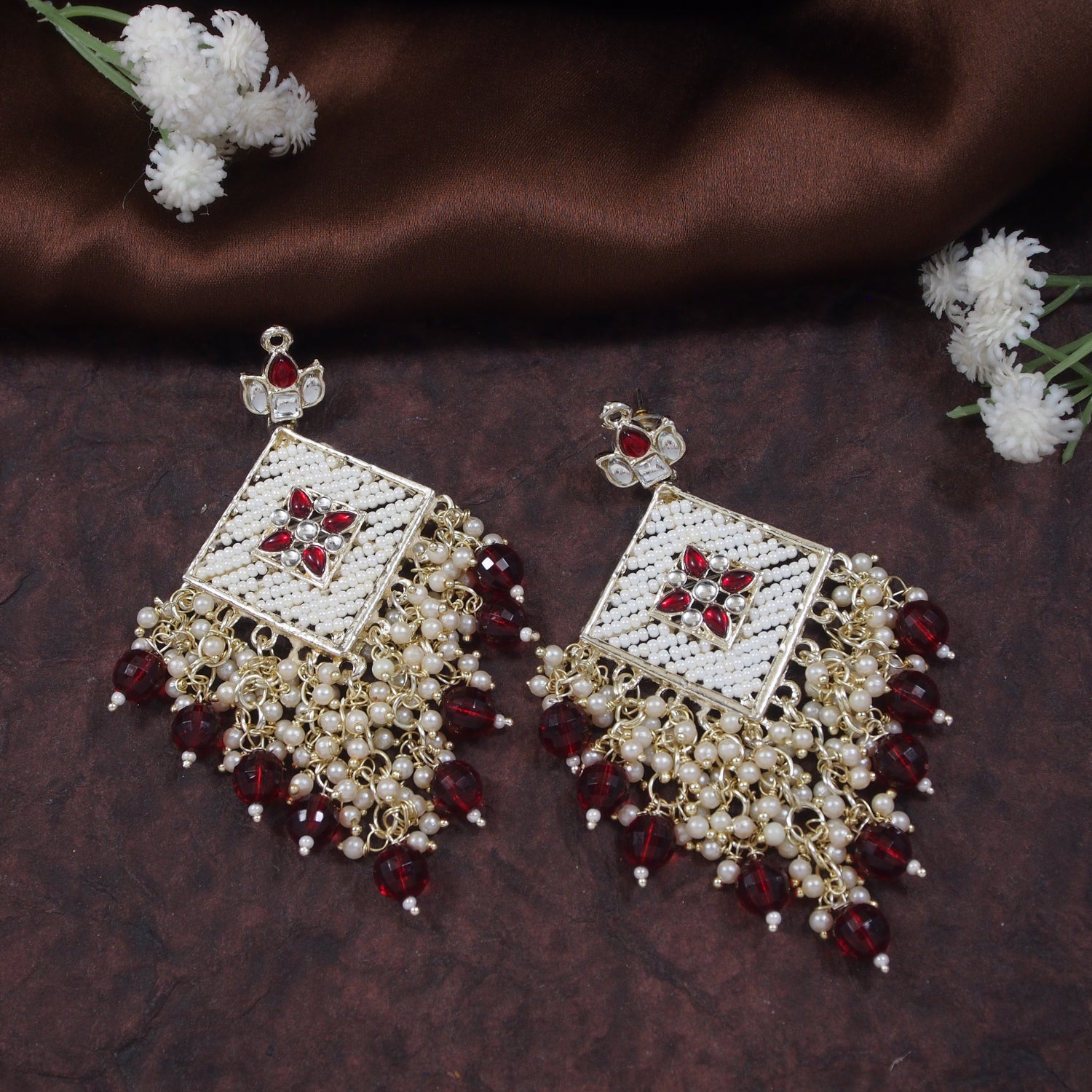 Mysha Maroon Earrings