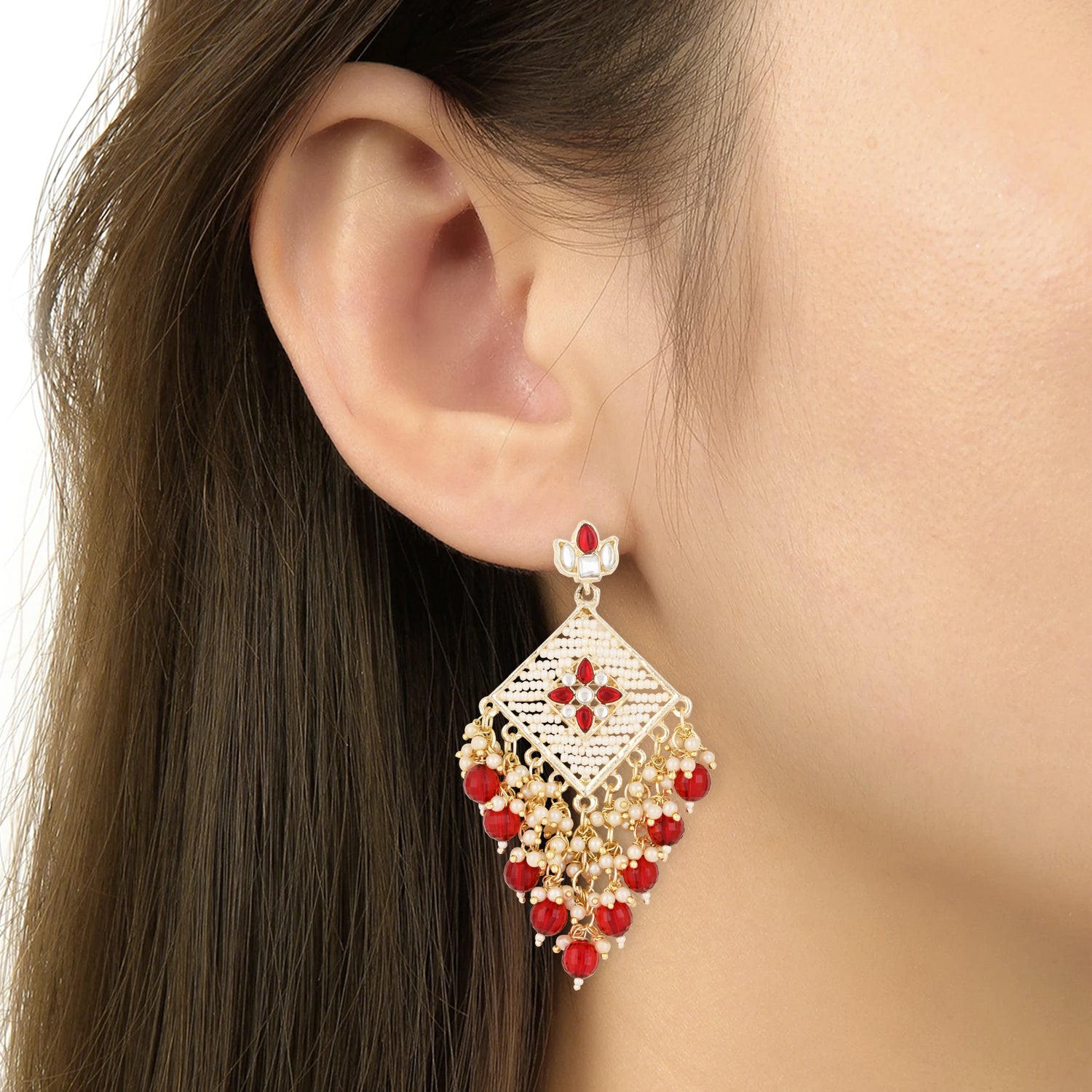Mysha Maroon Earrings