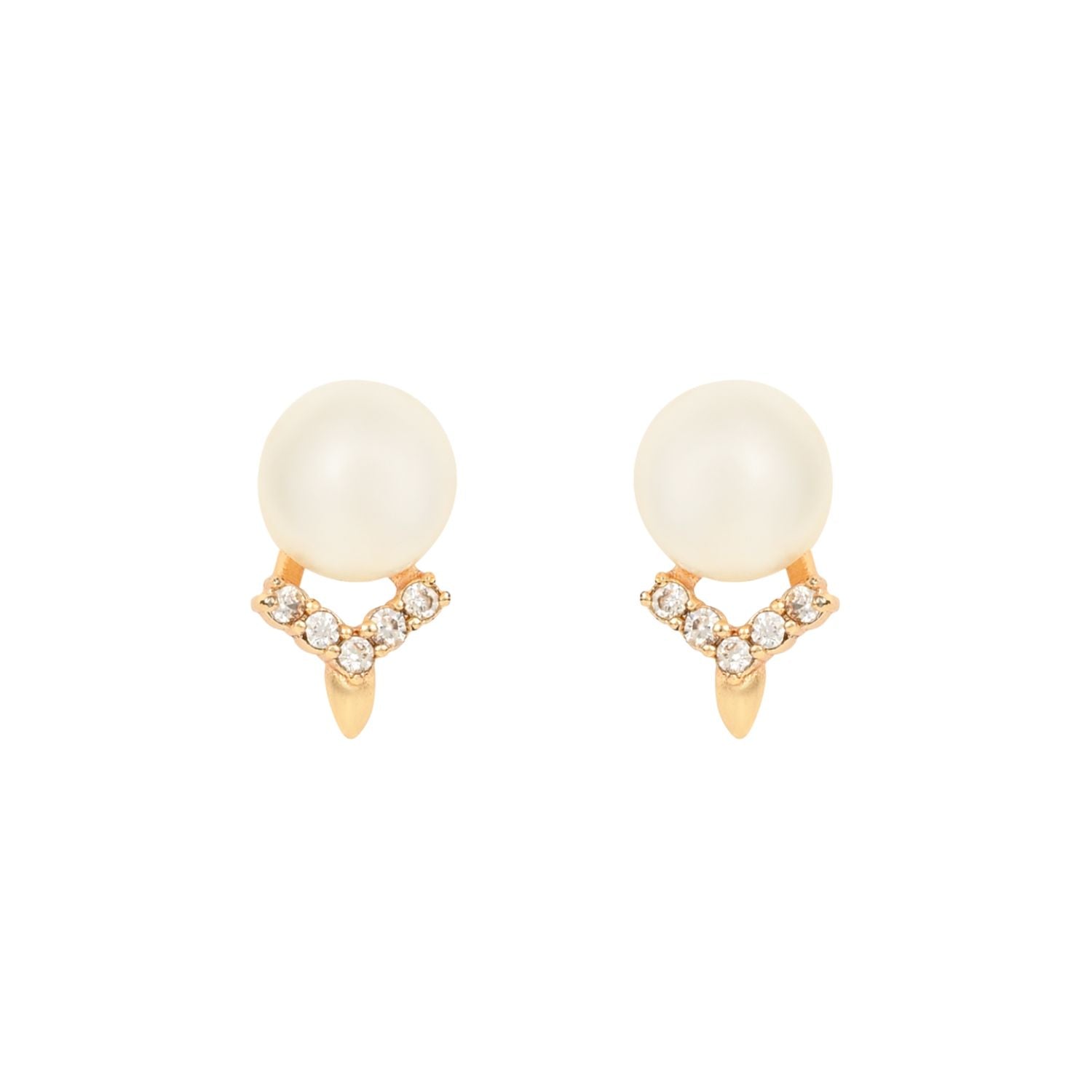 (Pack of 3) Rose Gold Cubic Zirconia Stud Earrings