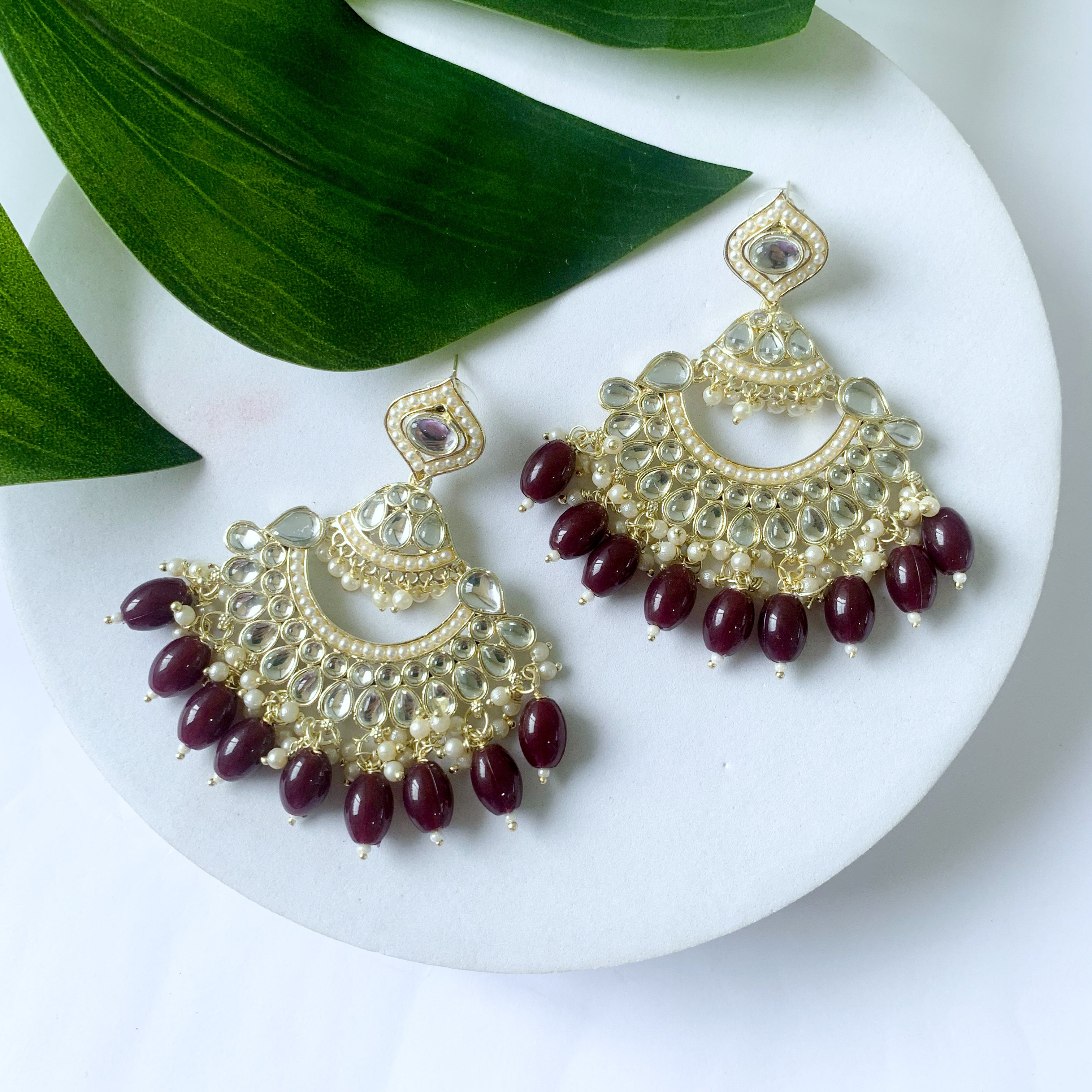 'Elina' Maroon Earrings