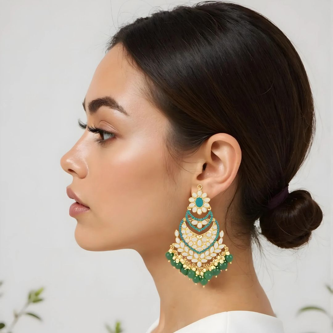 " SANJH " Green Earrings