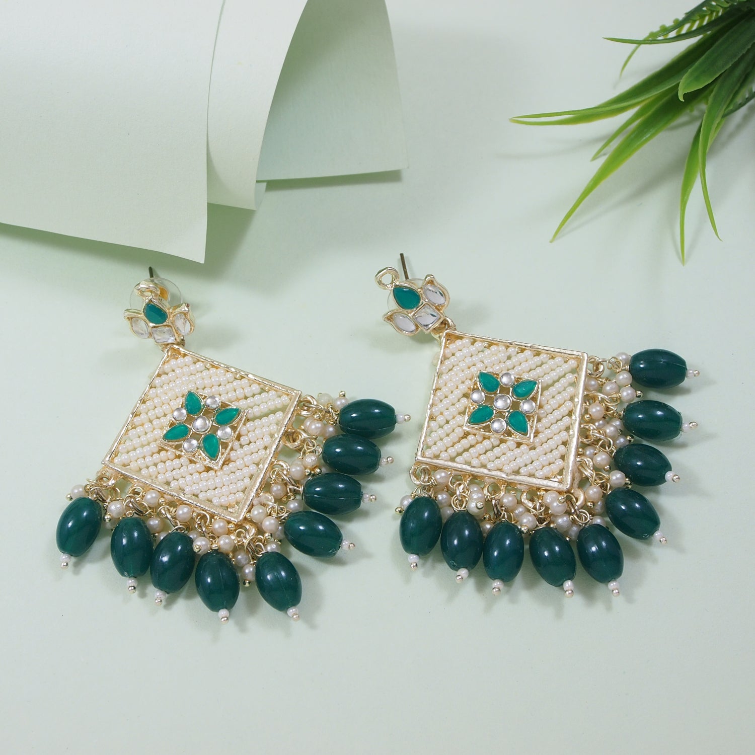 Mehar Green Earrings