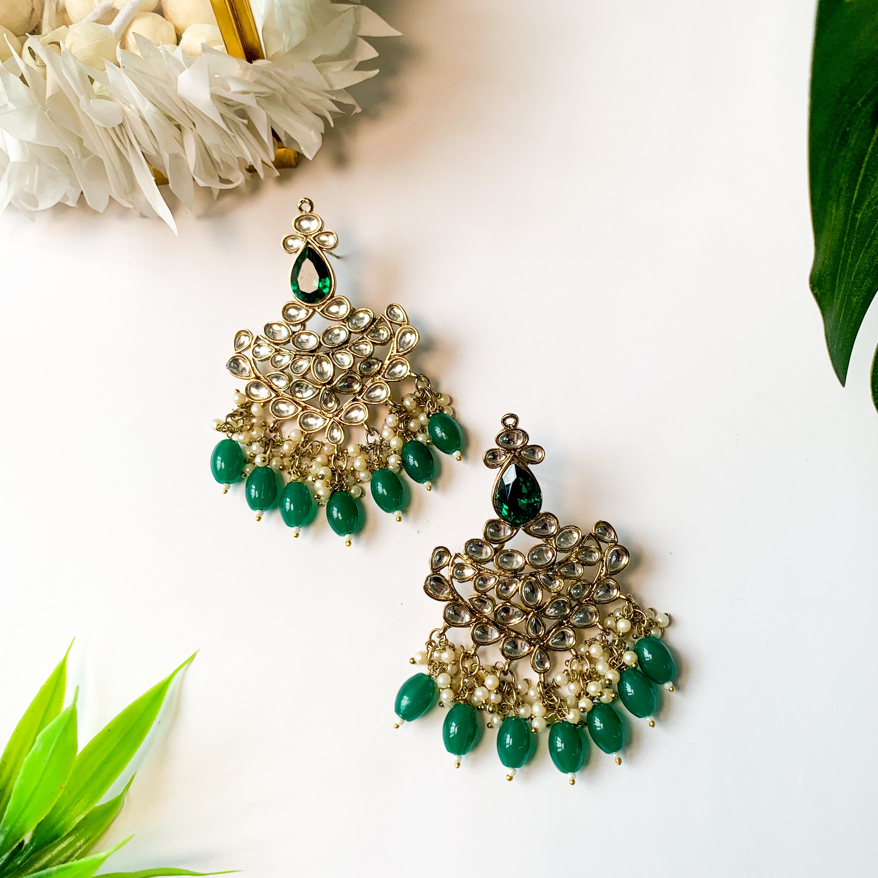 Ritika Green Earrings