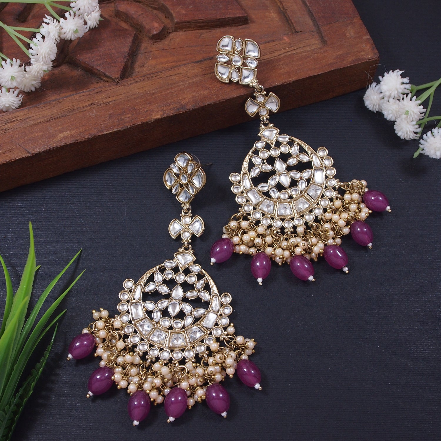 Laila Wine Earrings