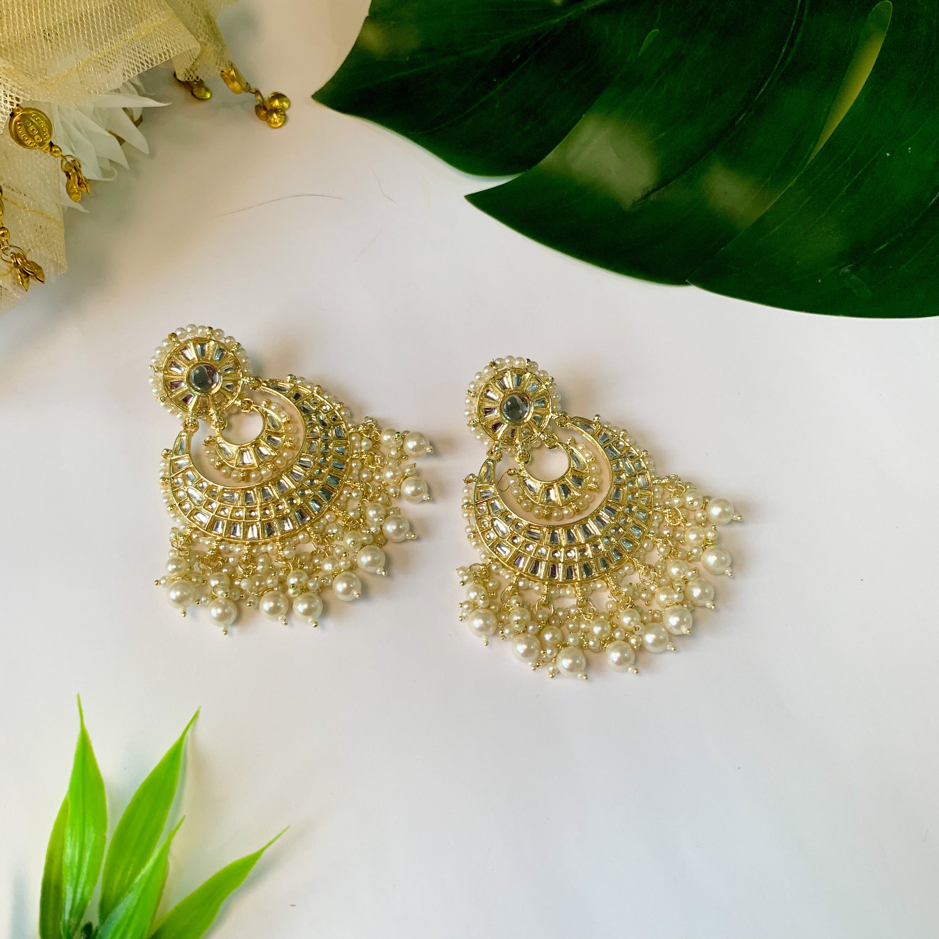 Mirha White Earrings