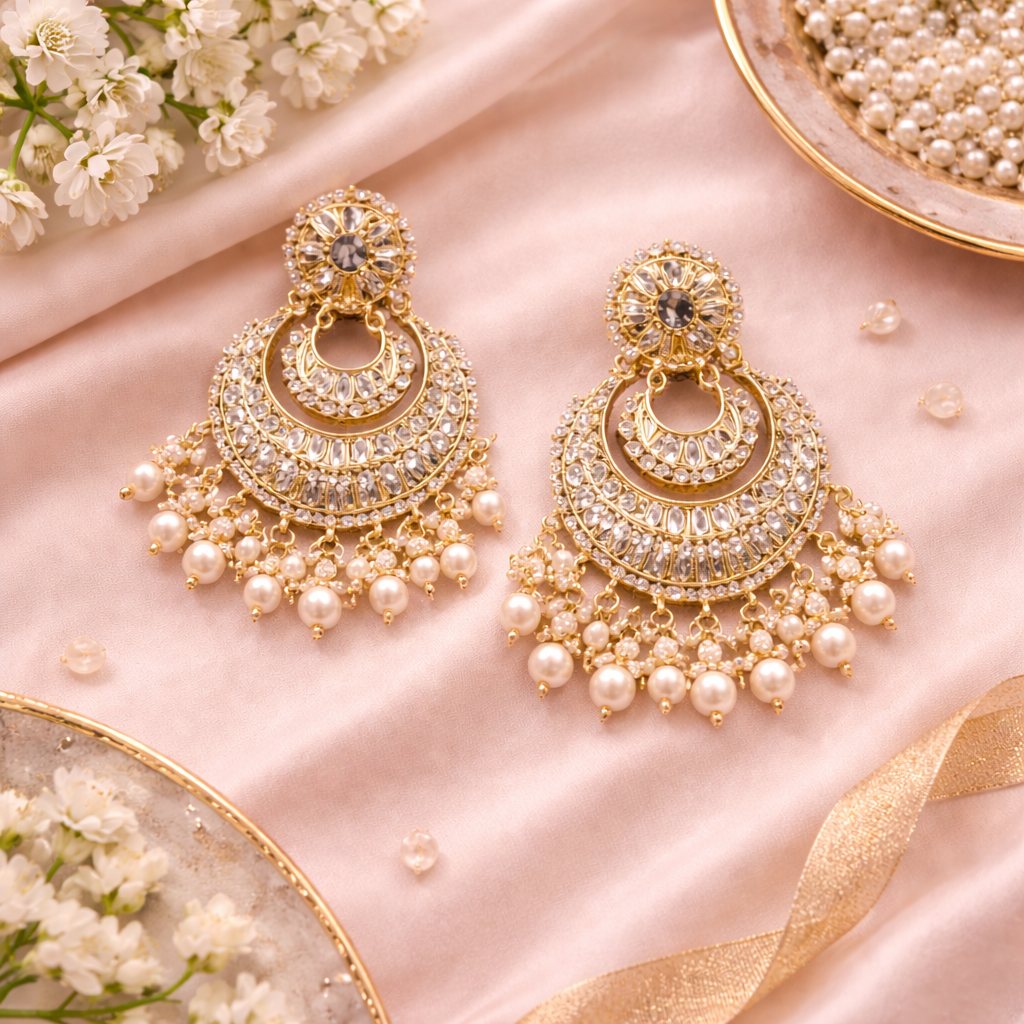 Mirha White Earrings