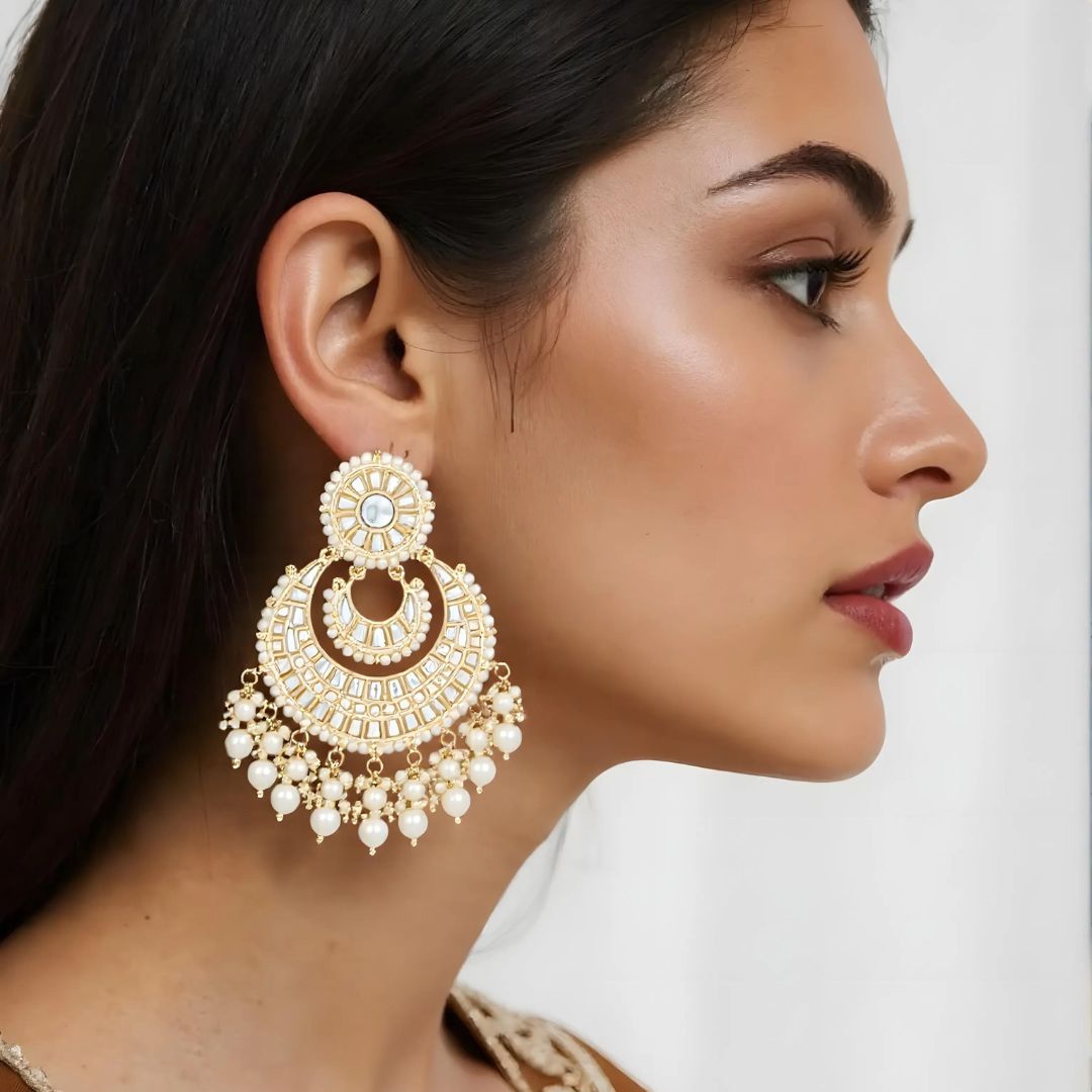 Mirha White Earrings