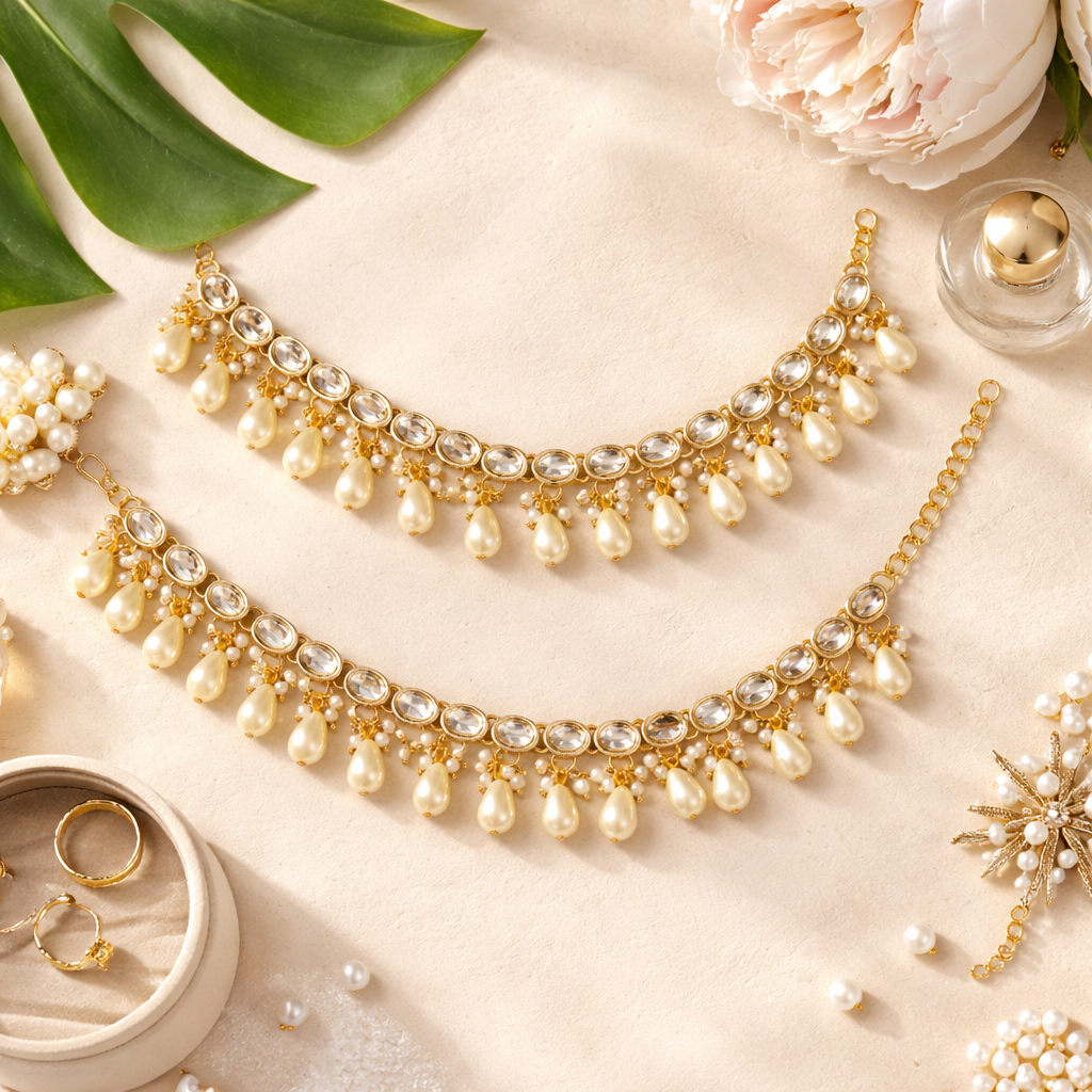 Pratha White Ear Chains