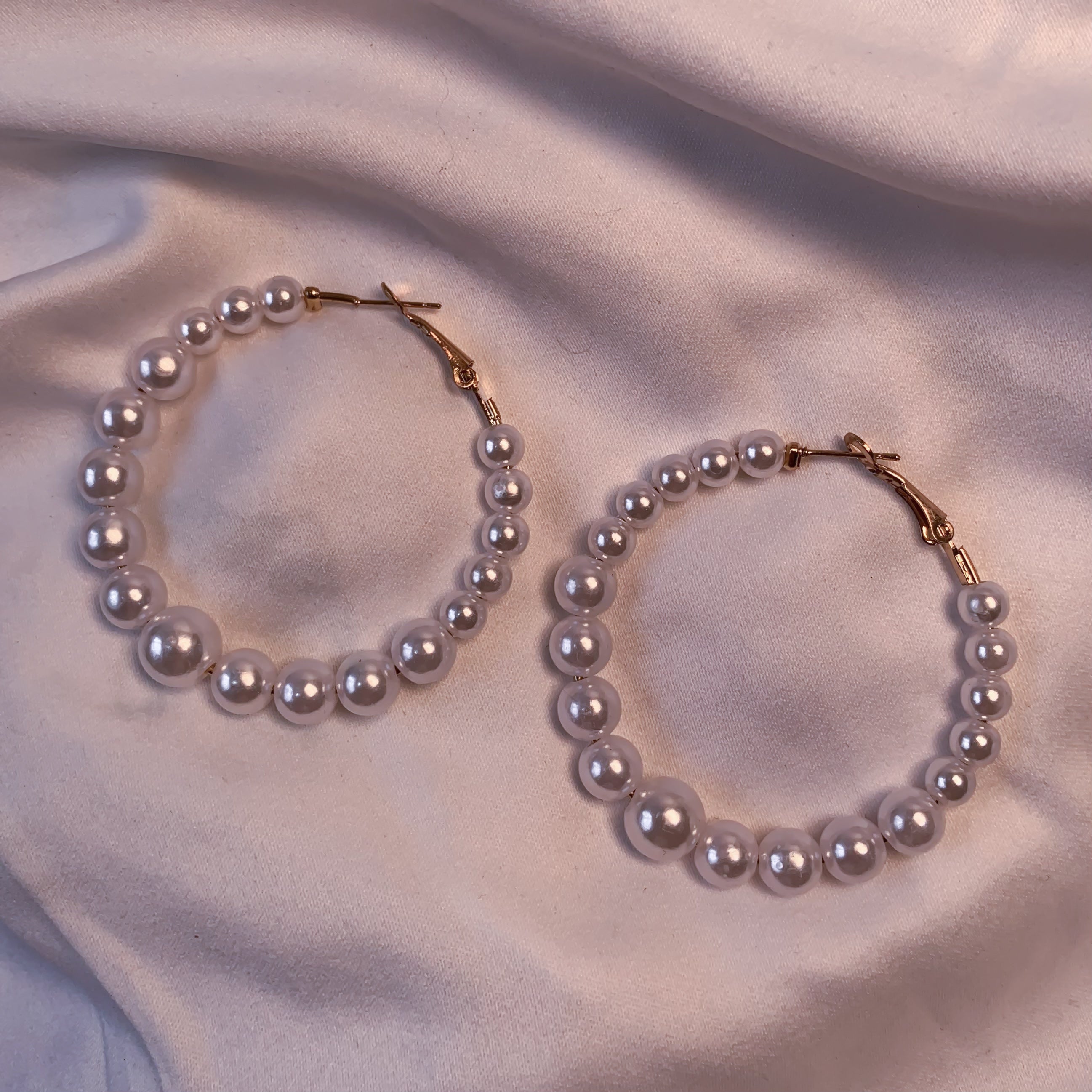 Solena White Hoop Earrings