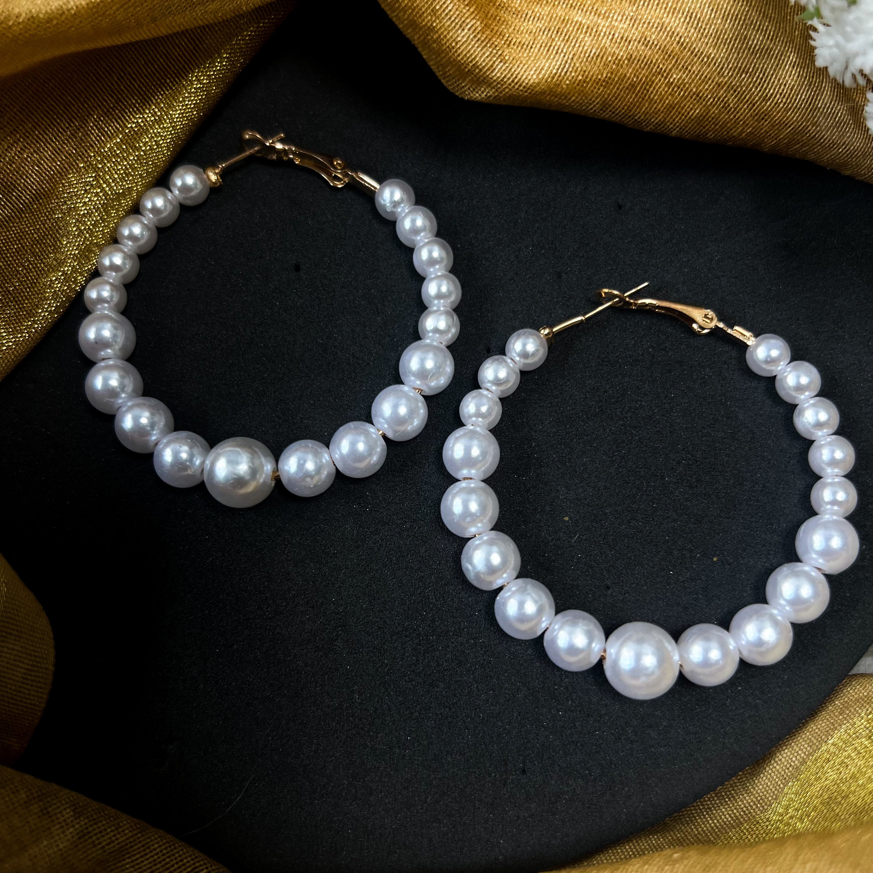 Solena White Hoop Earrings