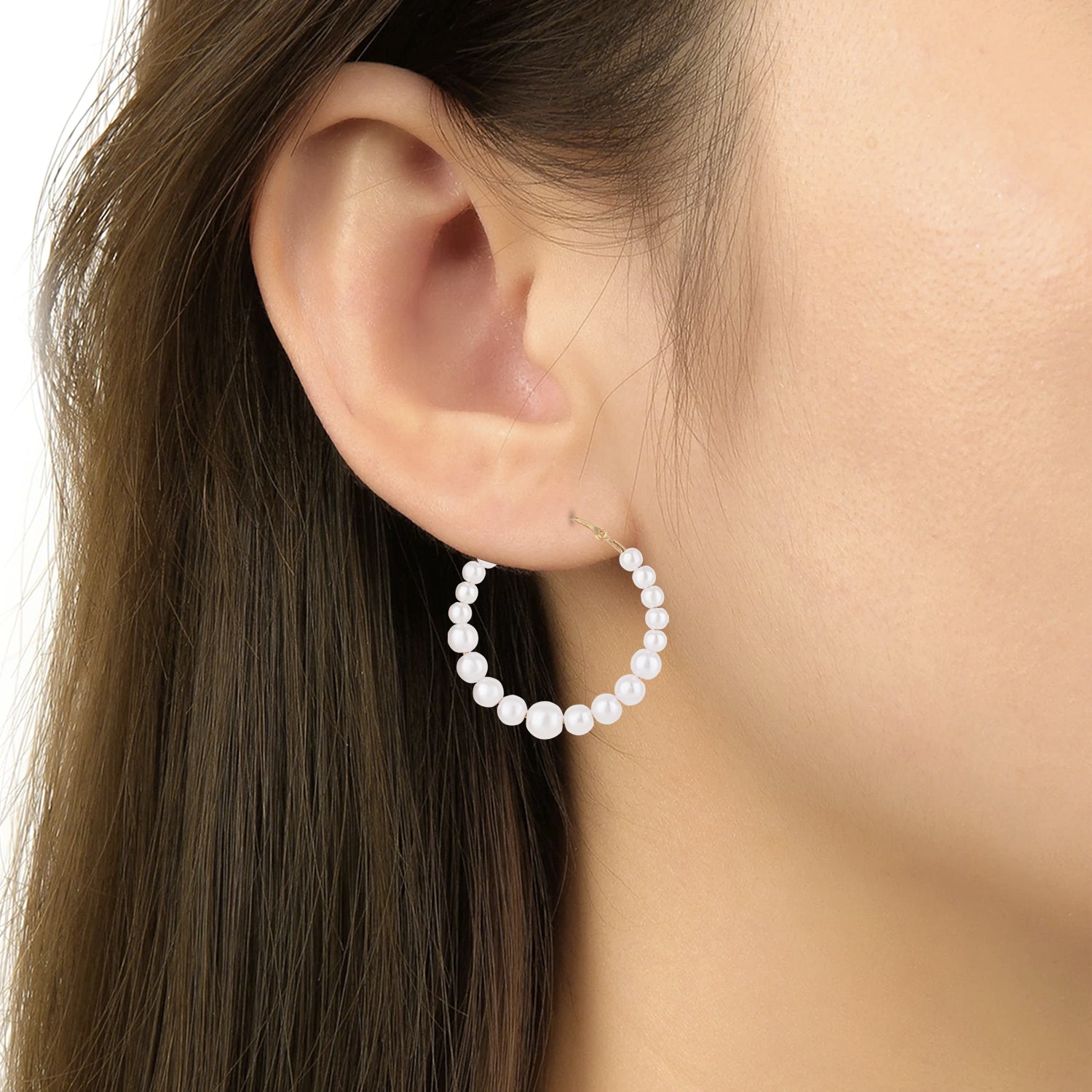 Solena White Hoop Earrings