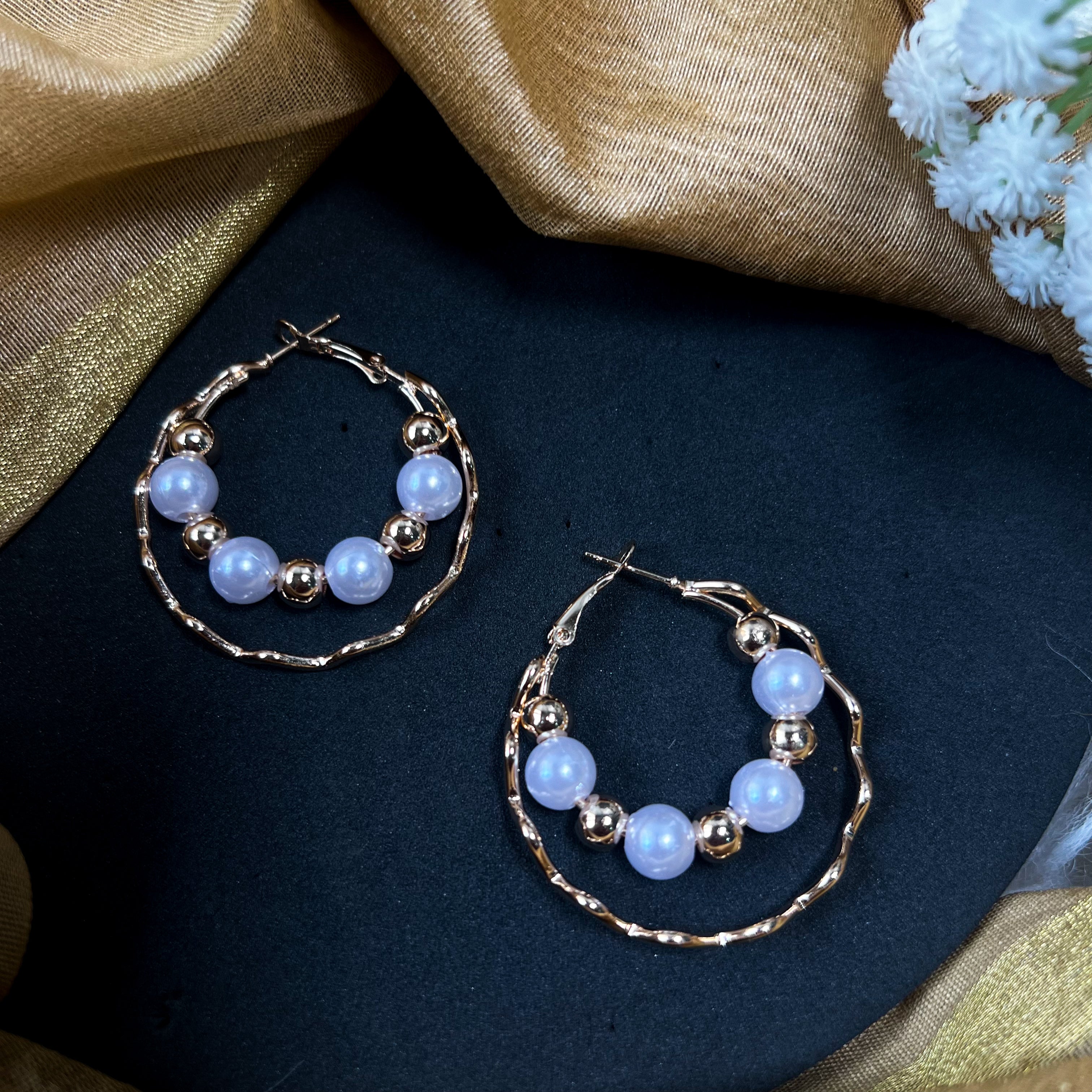 Trivia White Hoop Earrings
