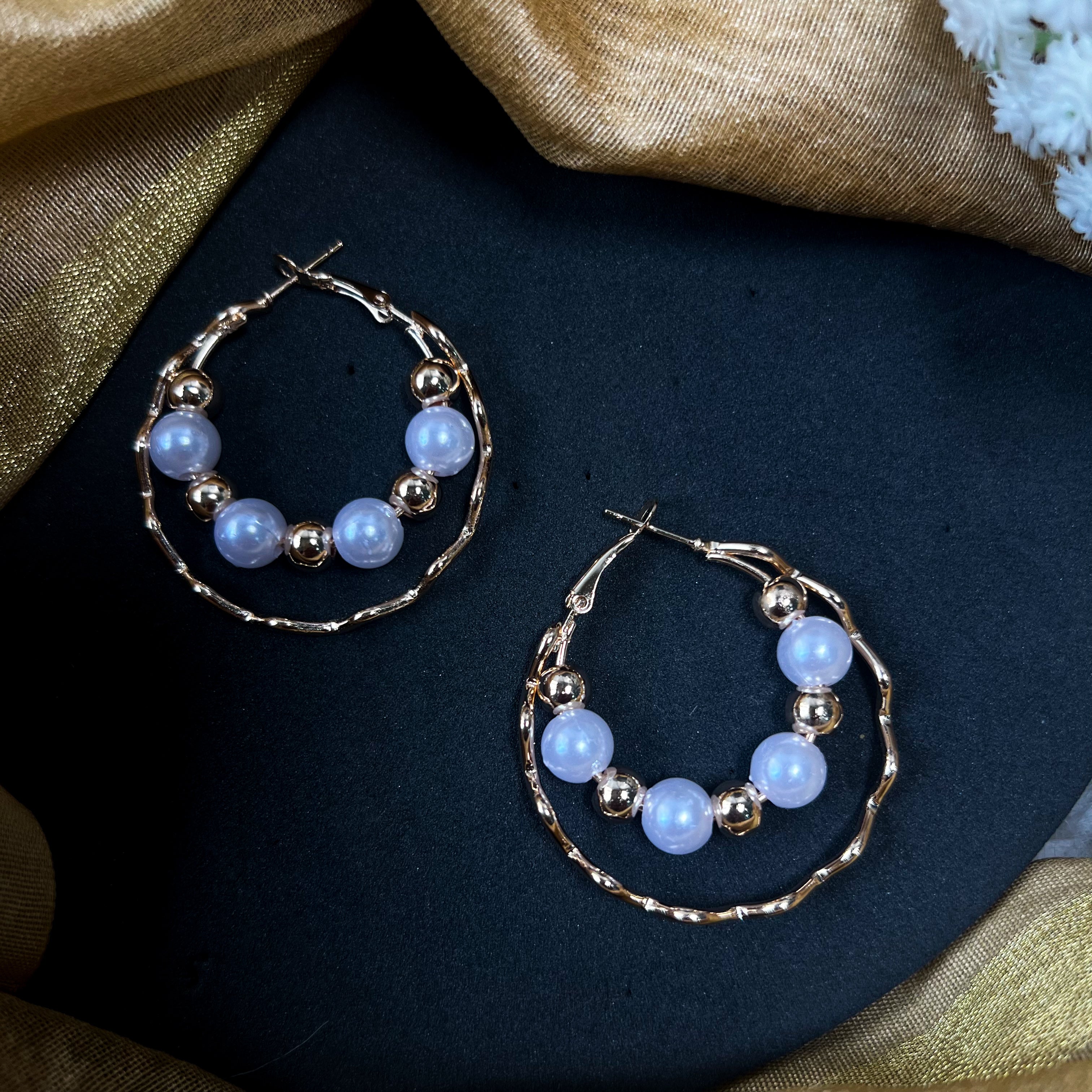 Trivia White Hoop Earrings