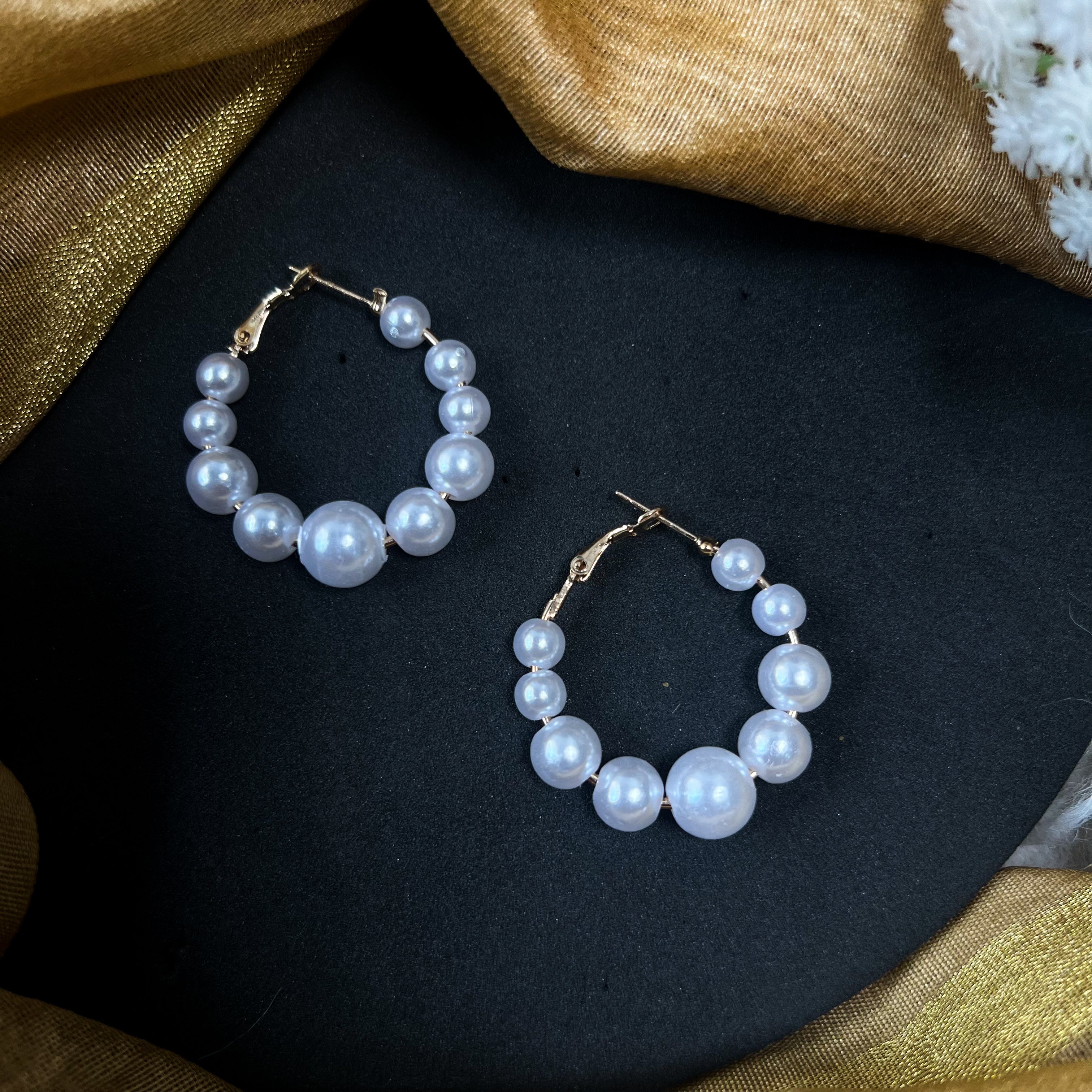 Nevaeh White Hoop Earrings