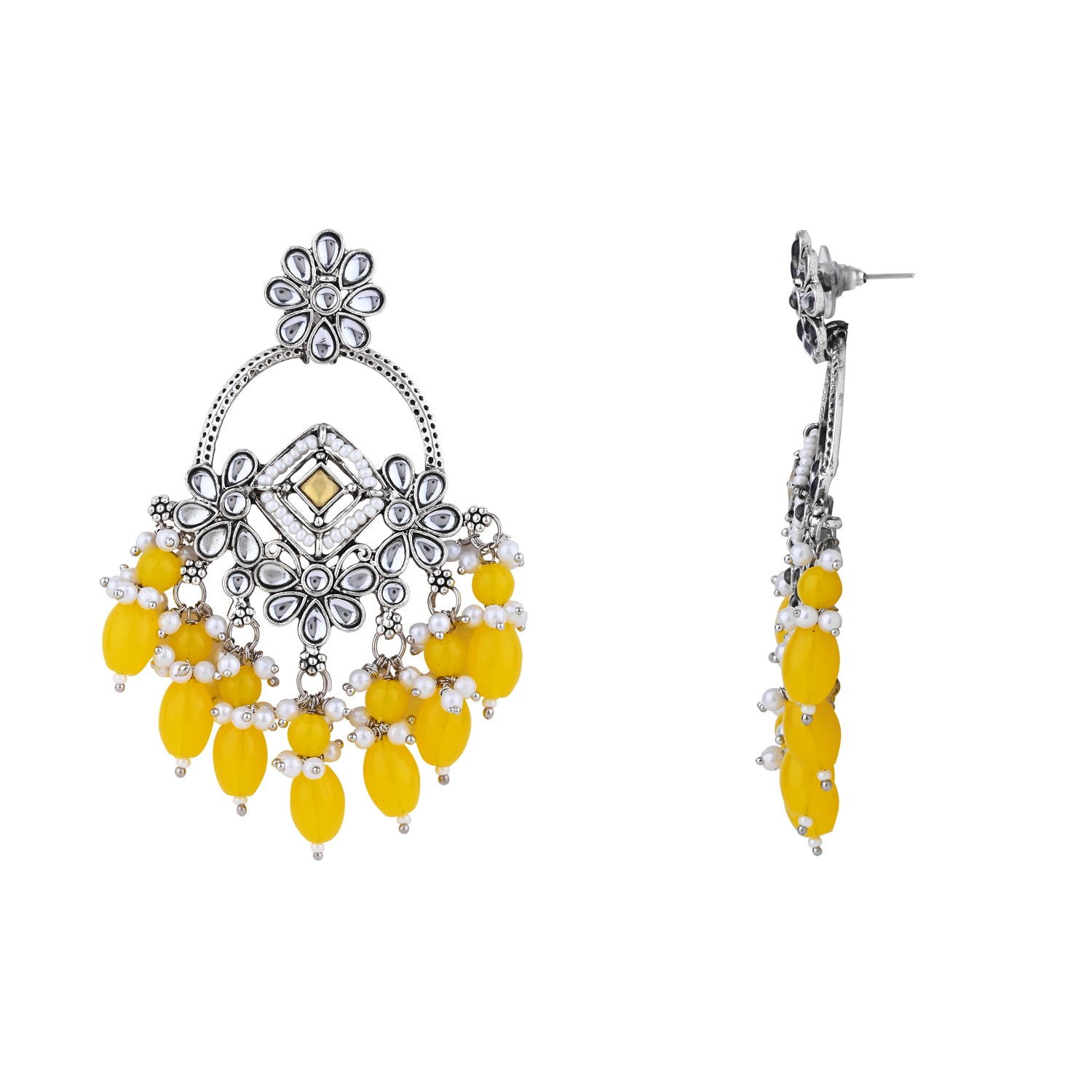 Jeel Rhodium Yellow Earrings