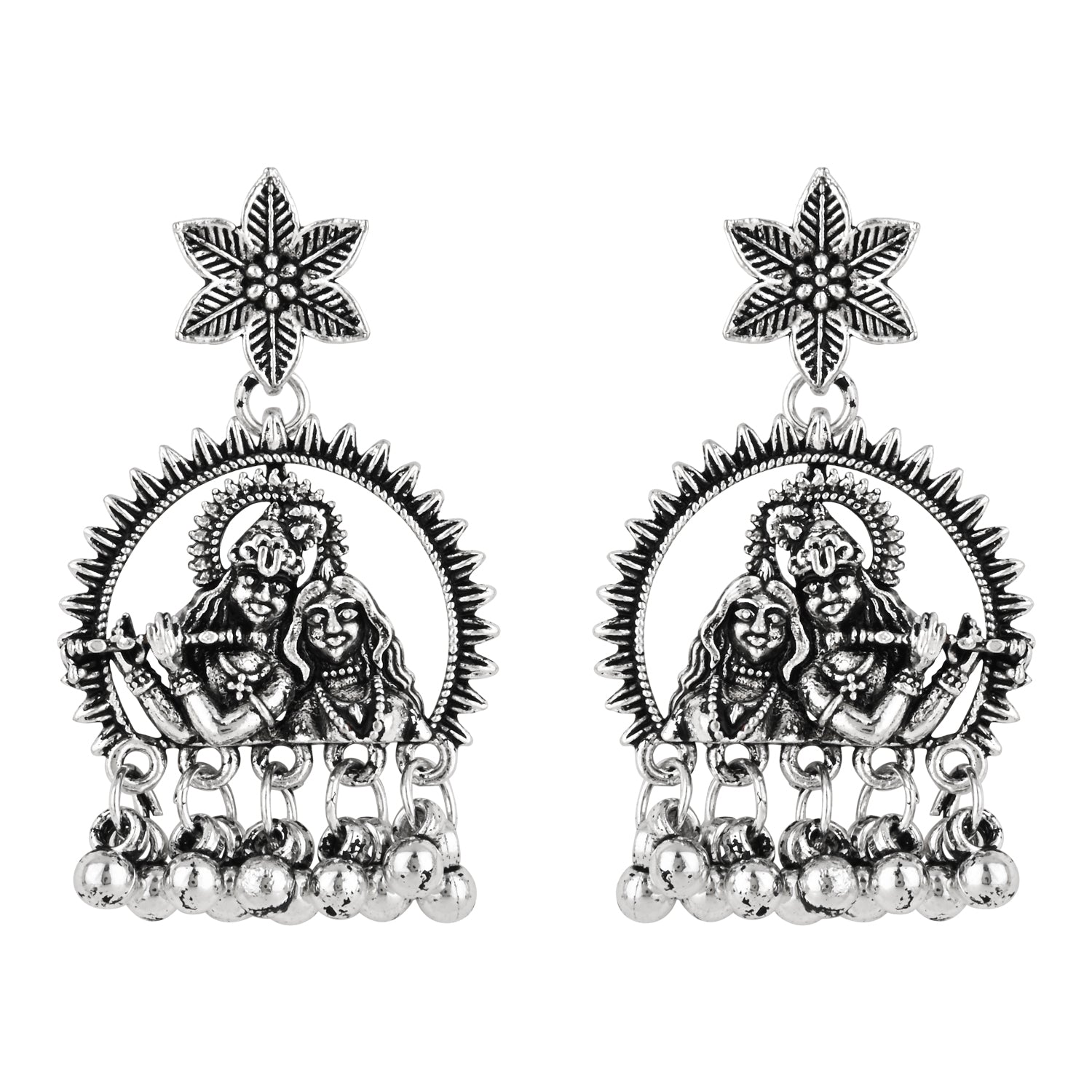 Radha Krishna Oxidised Earrings
