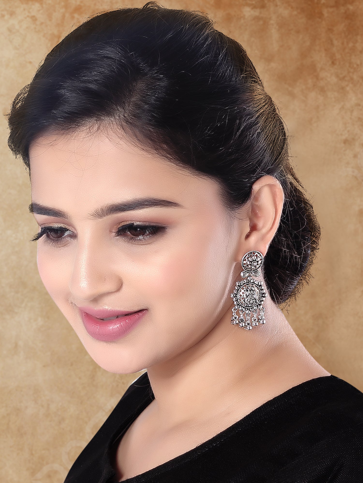 Radha Krishna Oxidised Earrings