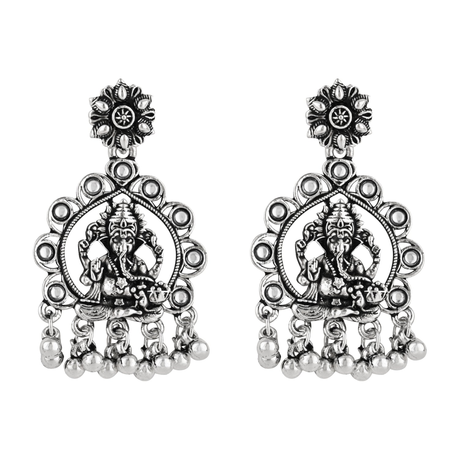 Lord Ganesha Oxidised Earrings