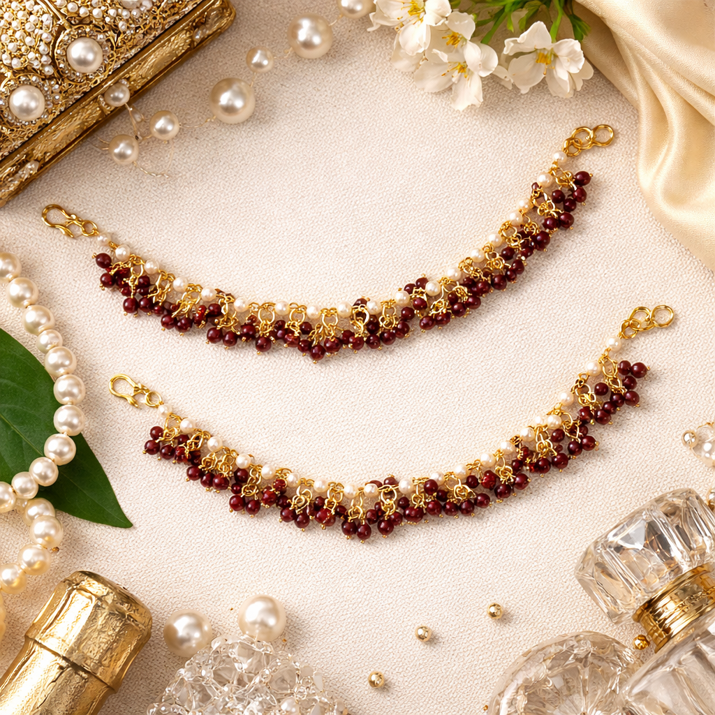 Sabisaachi Maroon Single Line Earchain