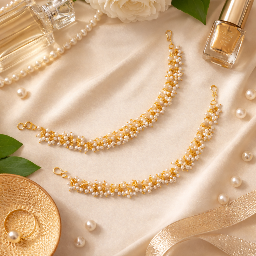 Sabisaachi White Single Line Earchain